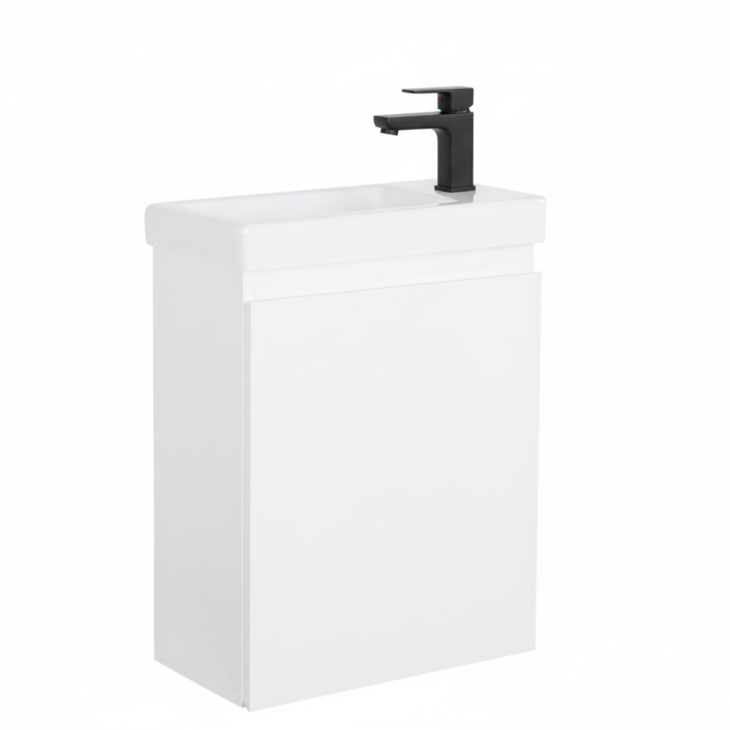 Ensemble lave-mains suspendu avec robinet noir