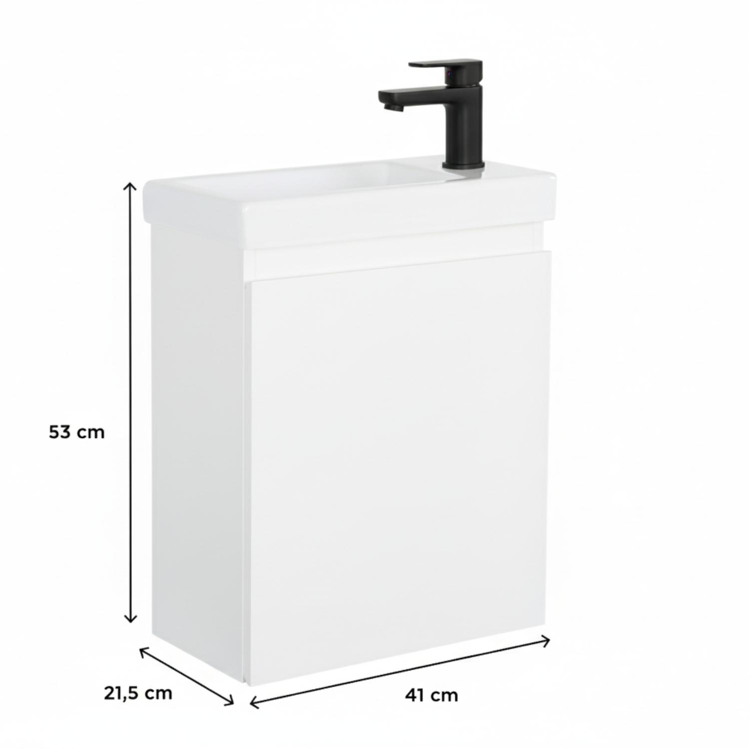 Ensemble lave-mains suspendu avec robinet noir