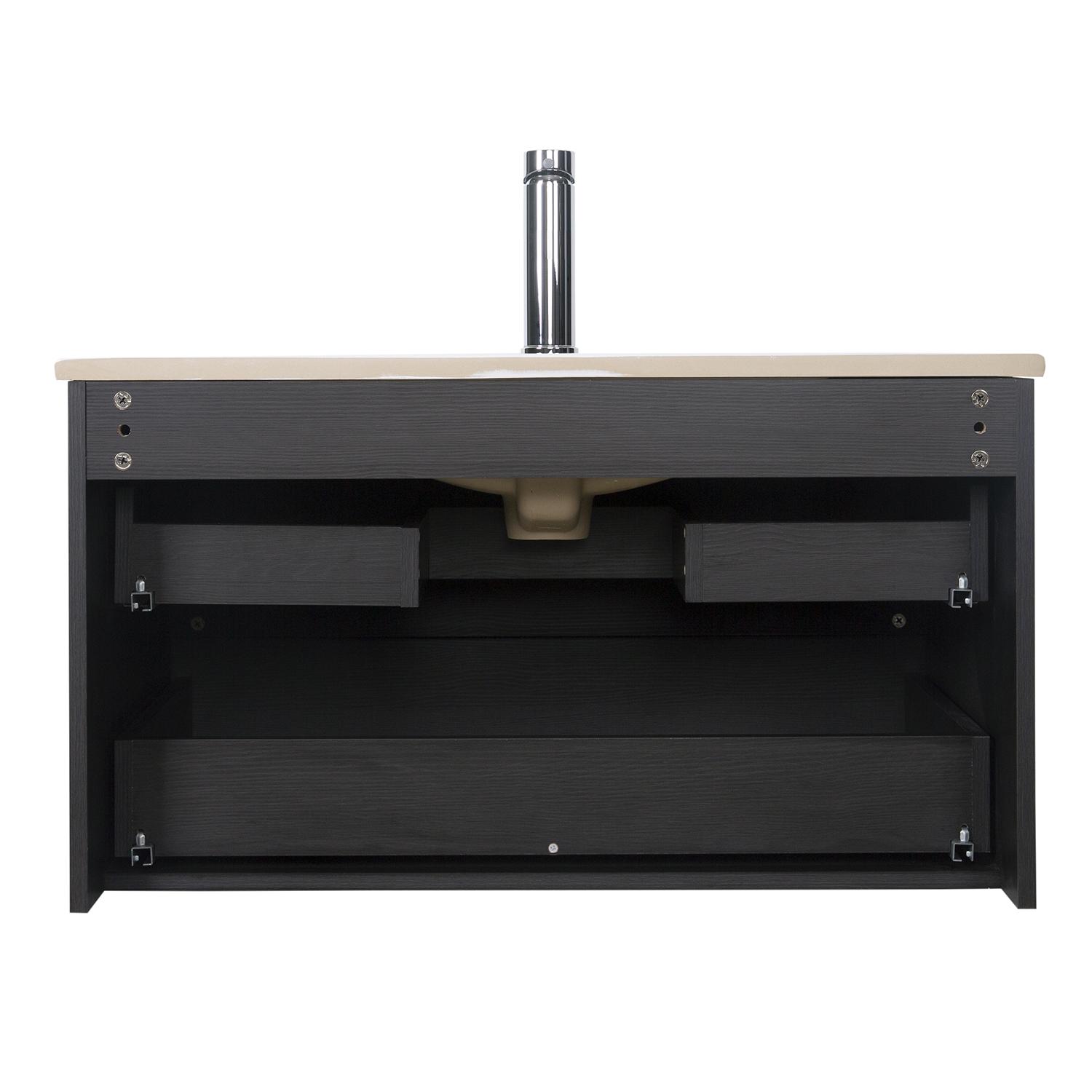 Ensemble meuble simple vasque 80cm décor chêne + vasque + robinet + miroir + colonne