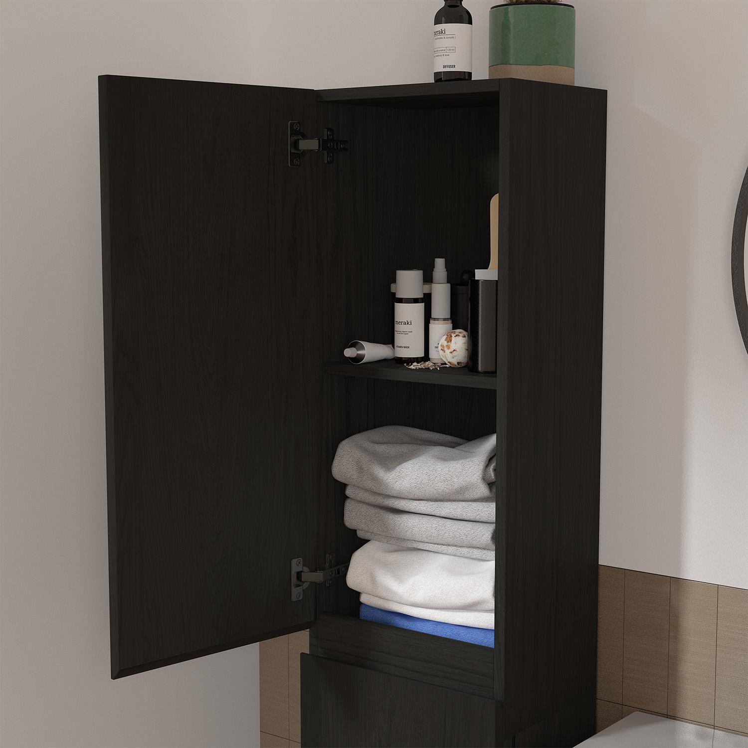 Ensemble meuble simple vasque décor chêne  80cm + vasque + robinet + miroir + colonne