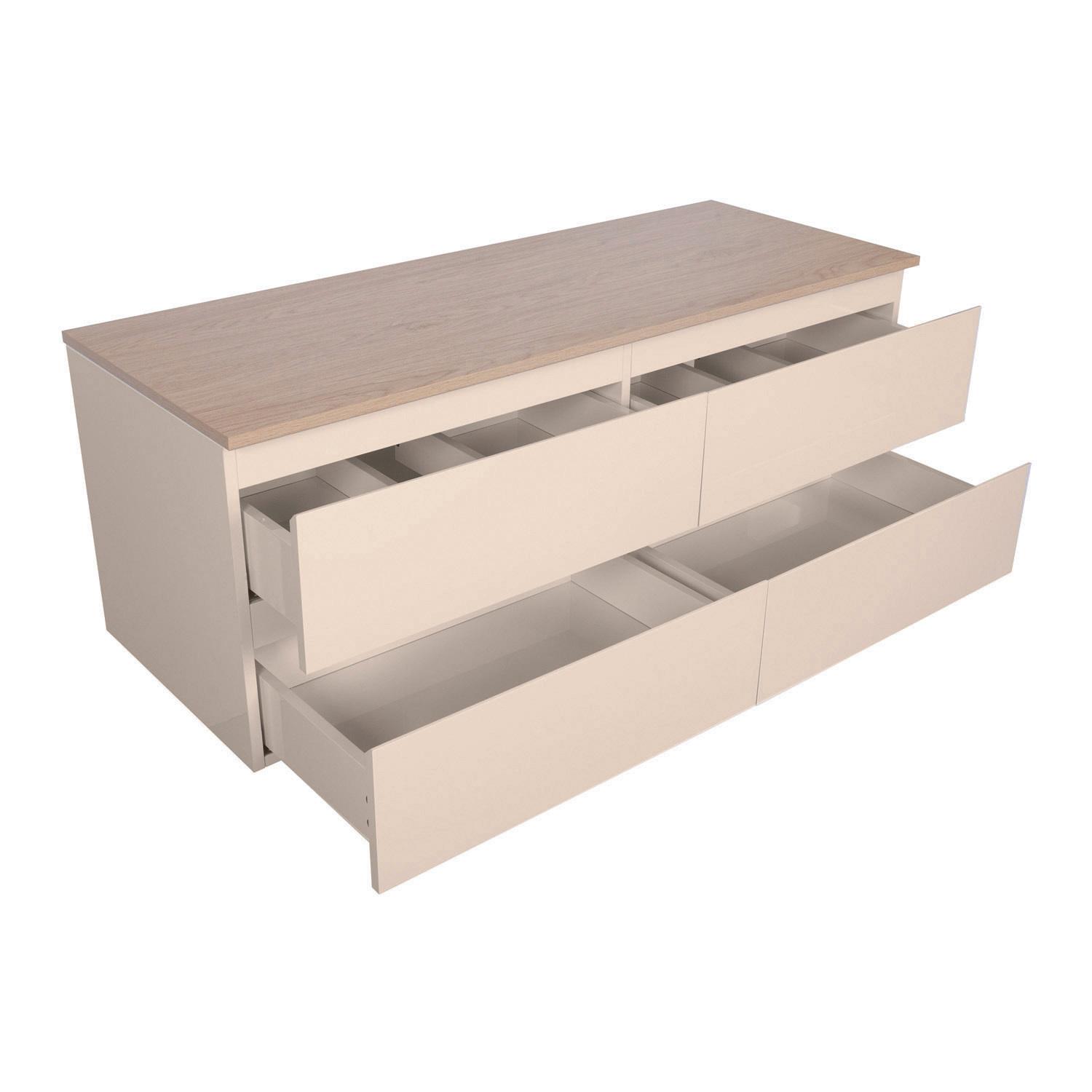Meuble double vasque suspendu 120cm - avec plan vasque décor chêne