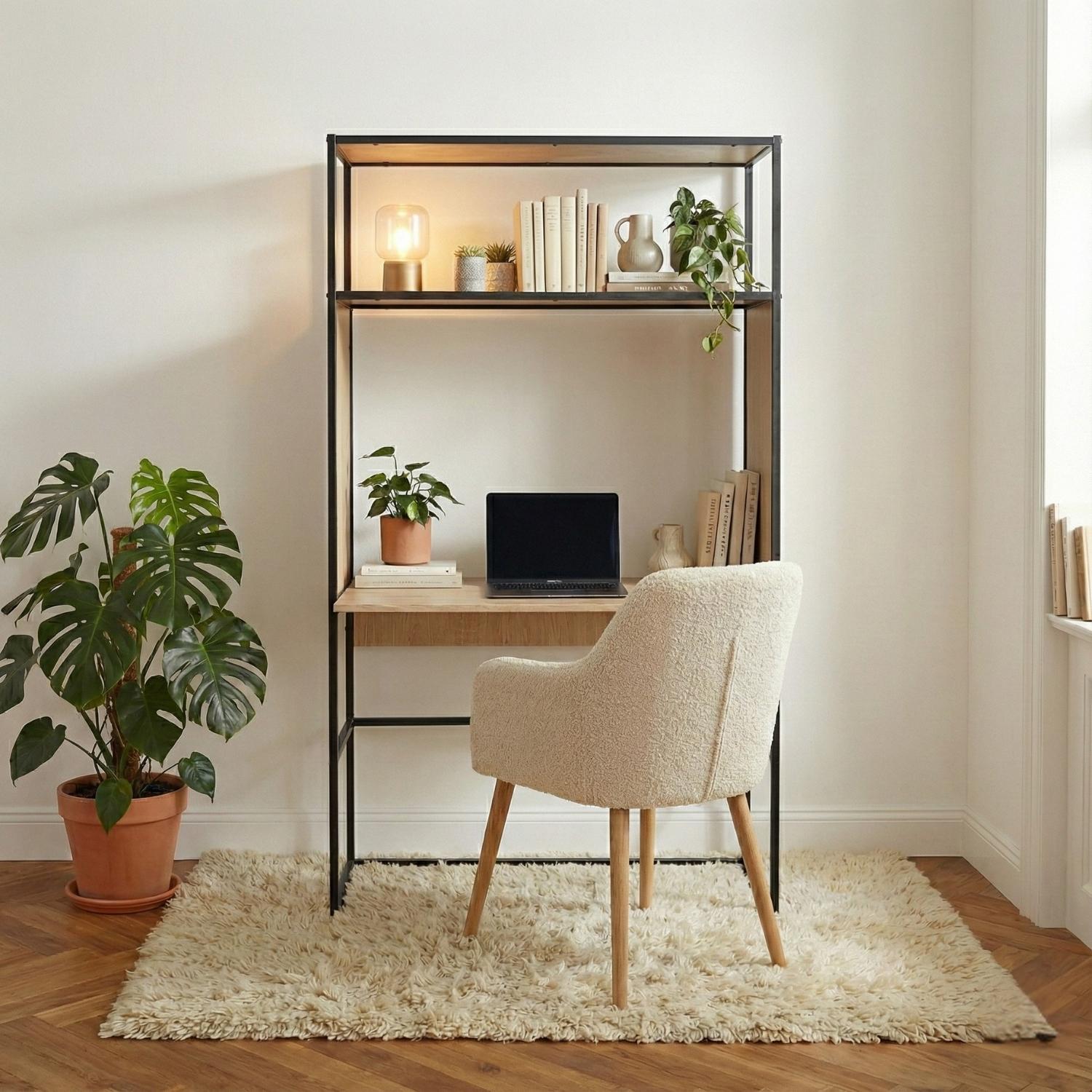 Portant bureau en bois et métal gris 110x184,5cm