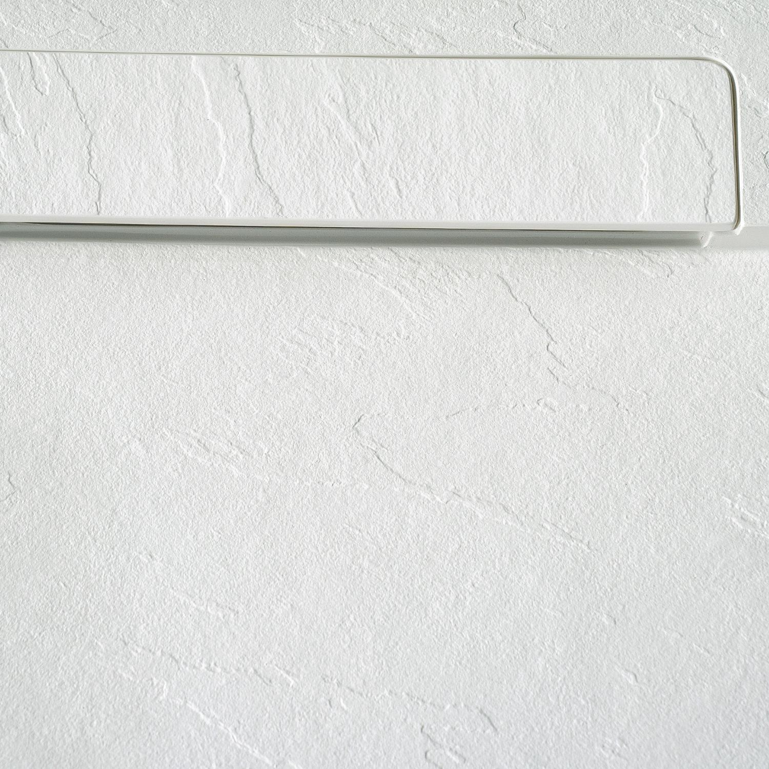 Receveur de douche mural aspect ardoise extra-plat blanc - Bonde incluse