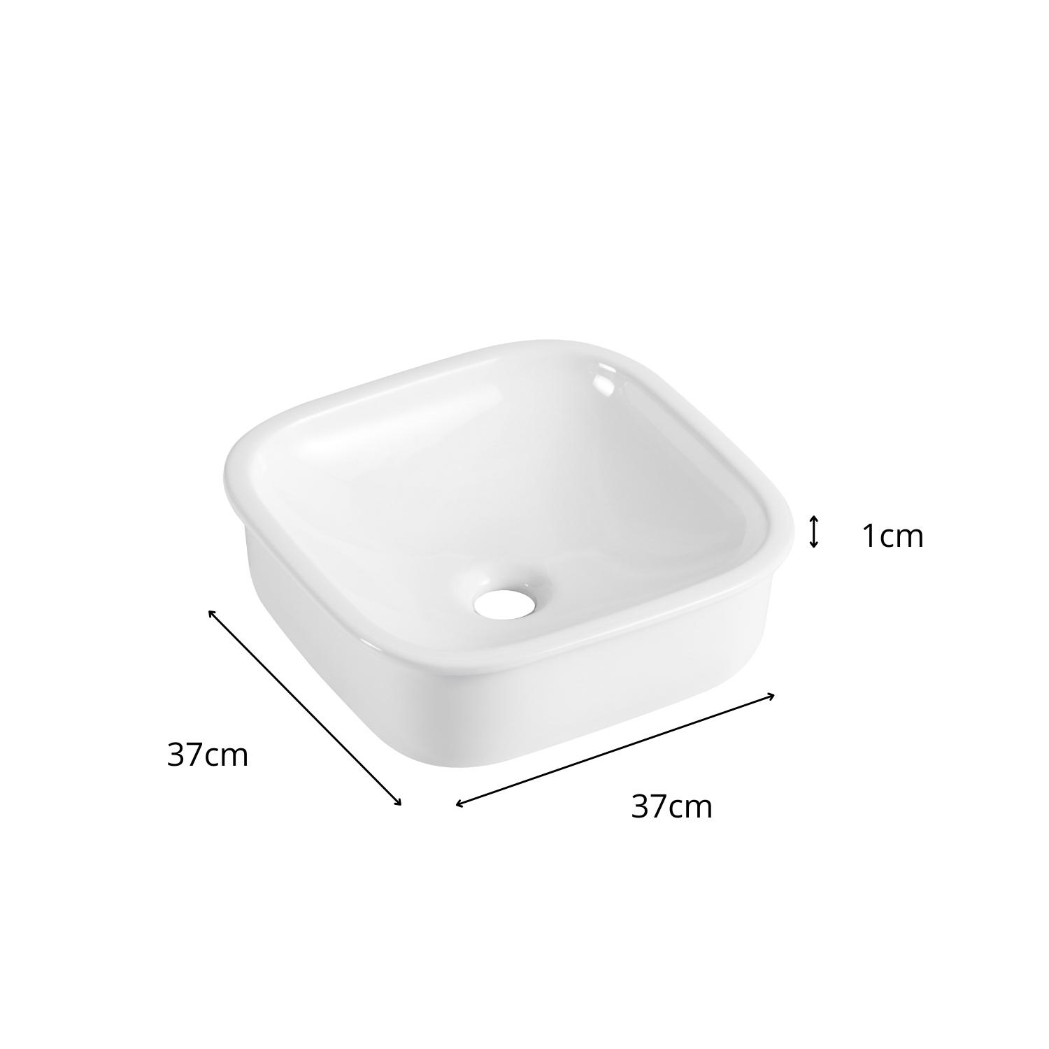 Vasque à encastrer carrée en céramique blanche 37cm