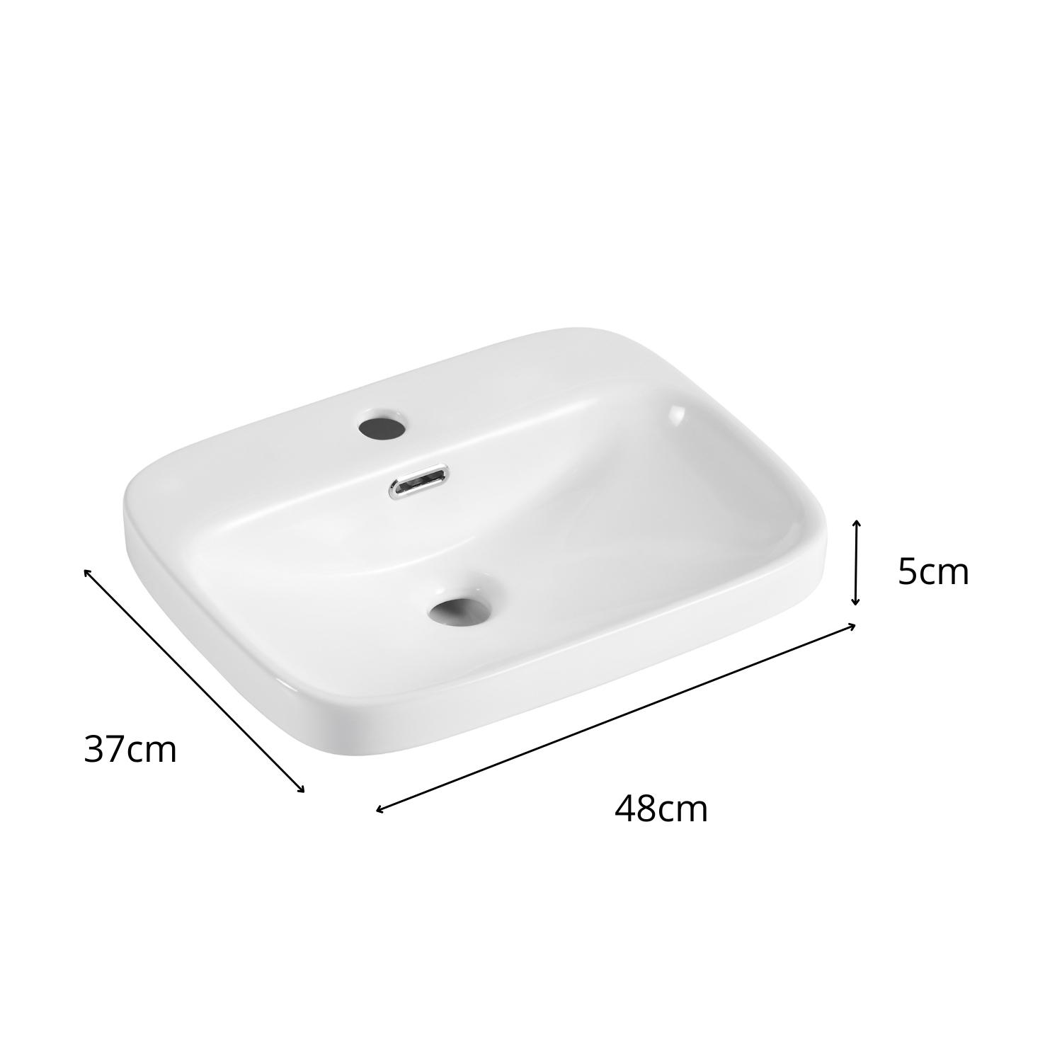 Vasque semi-encastrée rectangulaire céramique blanche 48cm JADE