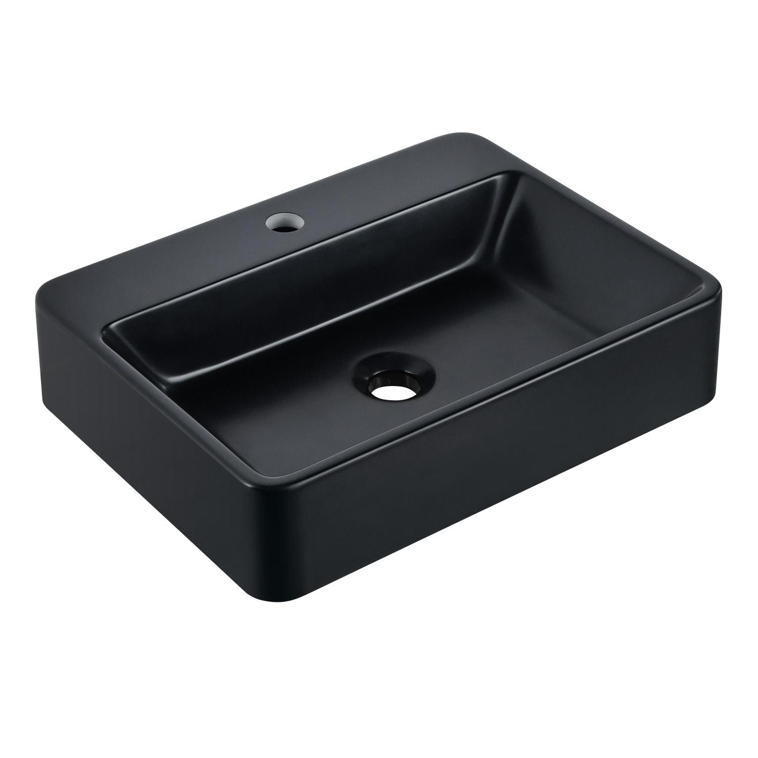 Vasque à poser rectangulaire noire mat 50cm résine de synthèse MIRA.