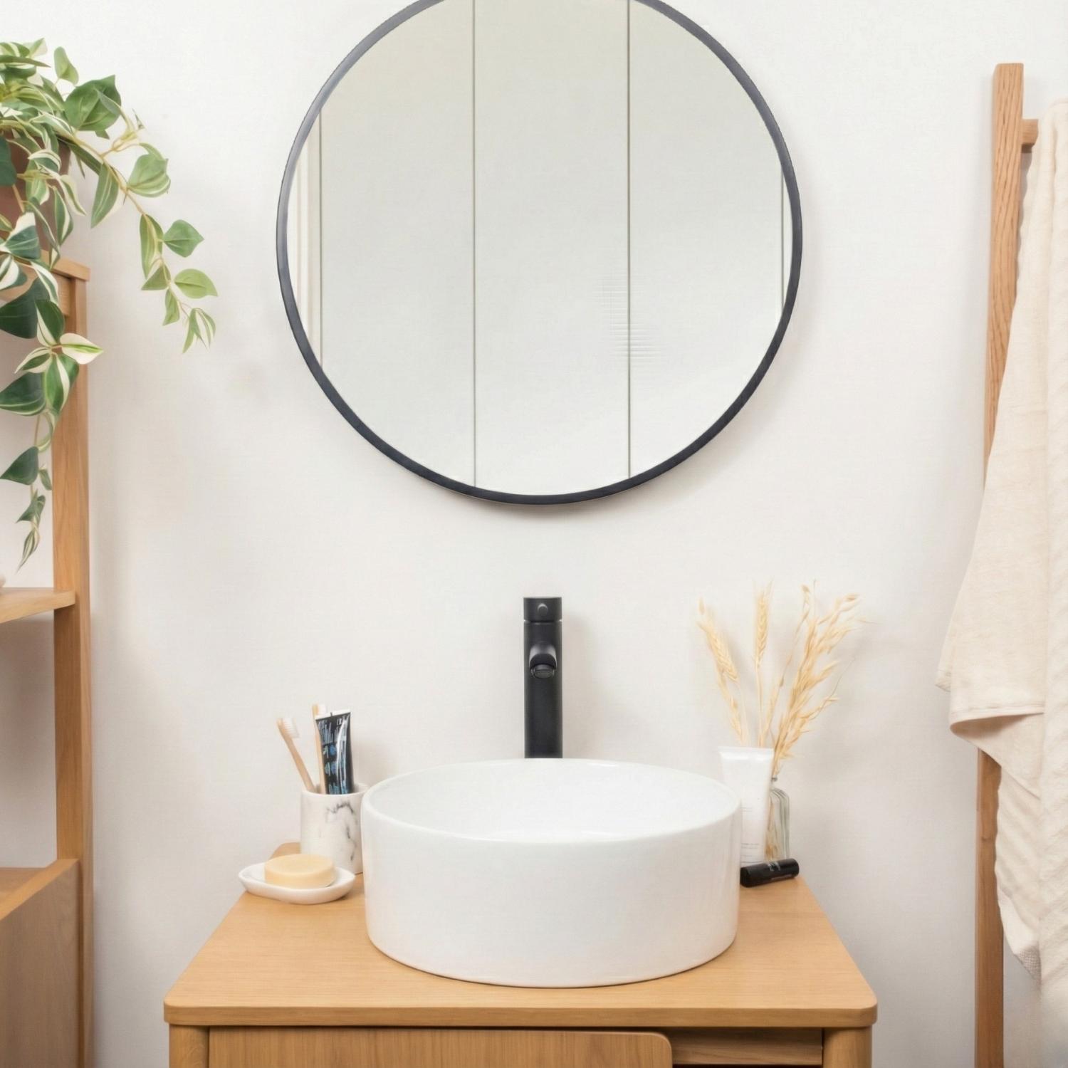 Vasque à poser ronde en céramique blanche 37cm