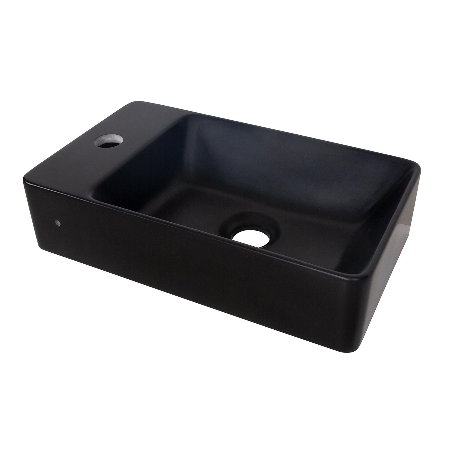 Vasque à suspendre ou à poser rectangulaire en résine noire 40x23cm