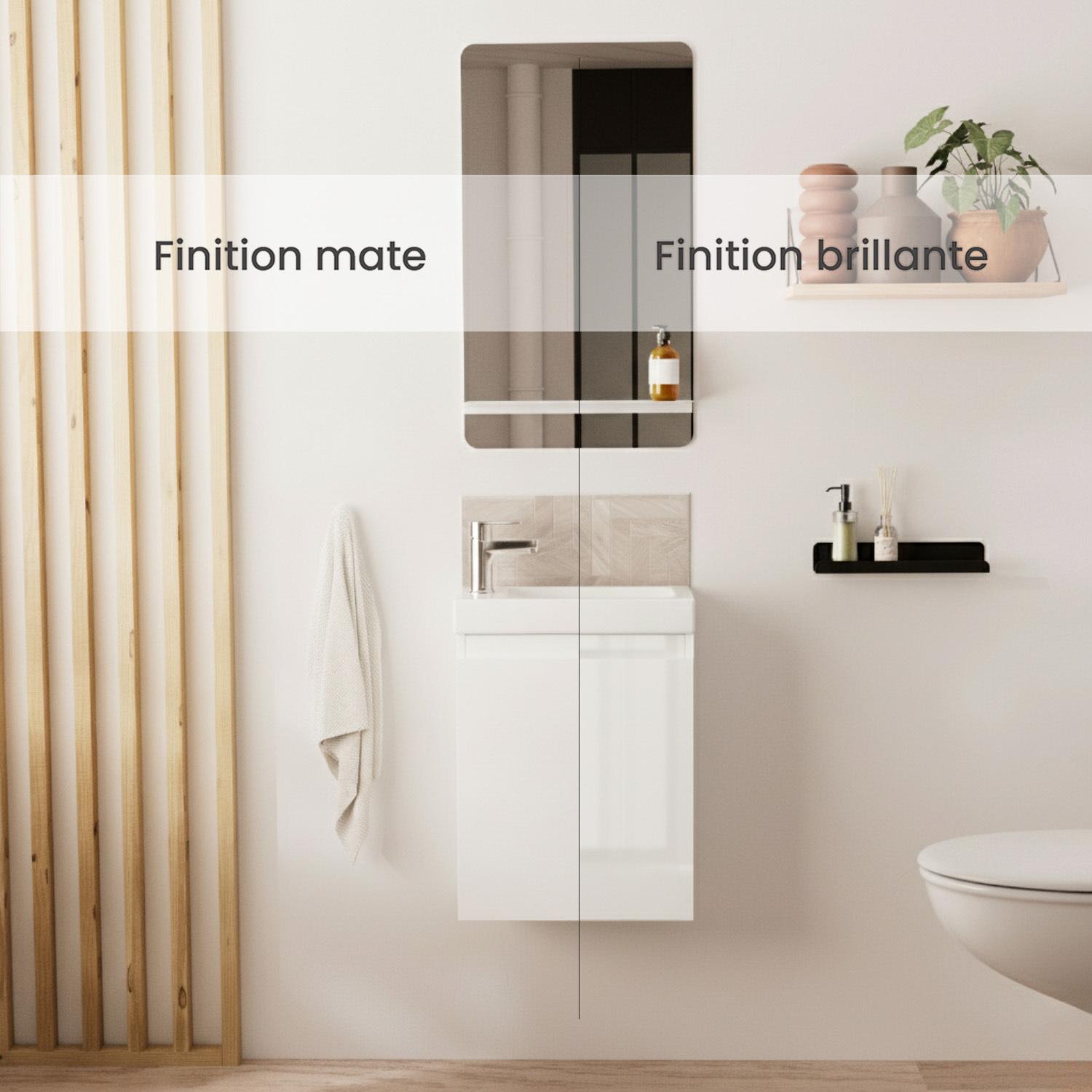 Ensemble lave-mains suspendu avec robinet noir et miroir ovale