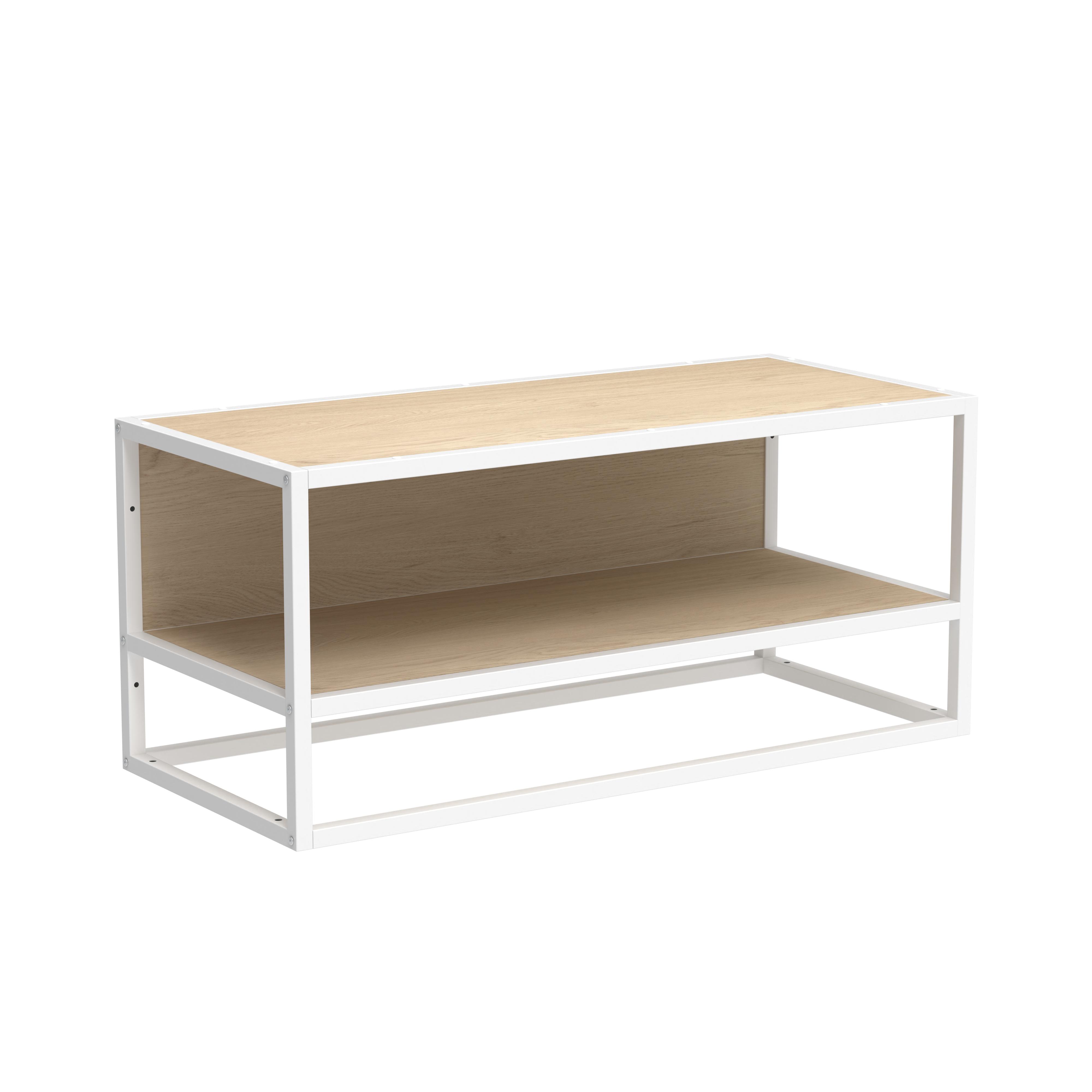 Etagère penderie murale en bois et métal blanc 90x40cm