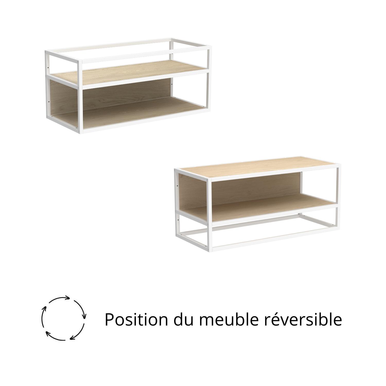 Lot de 2 étagères penderies murales bois et métal blanc