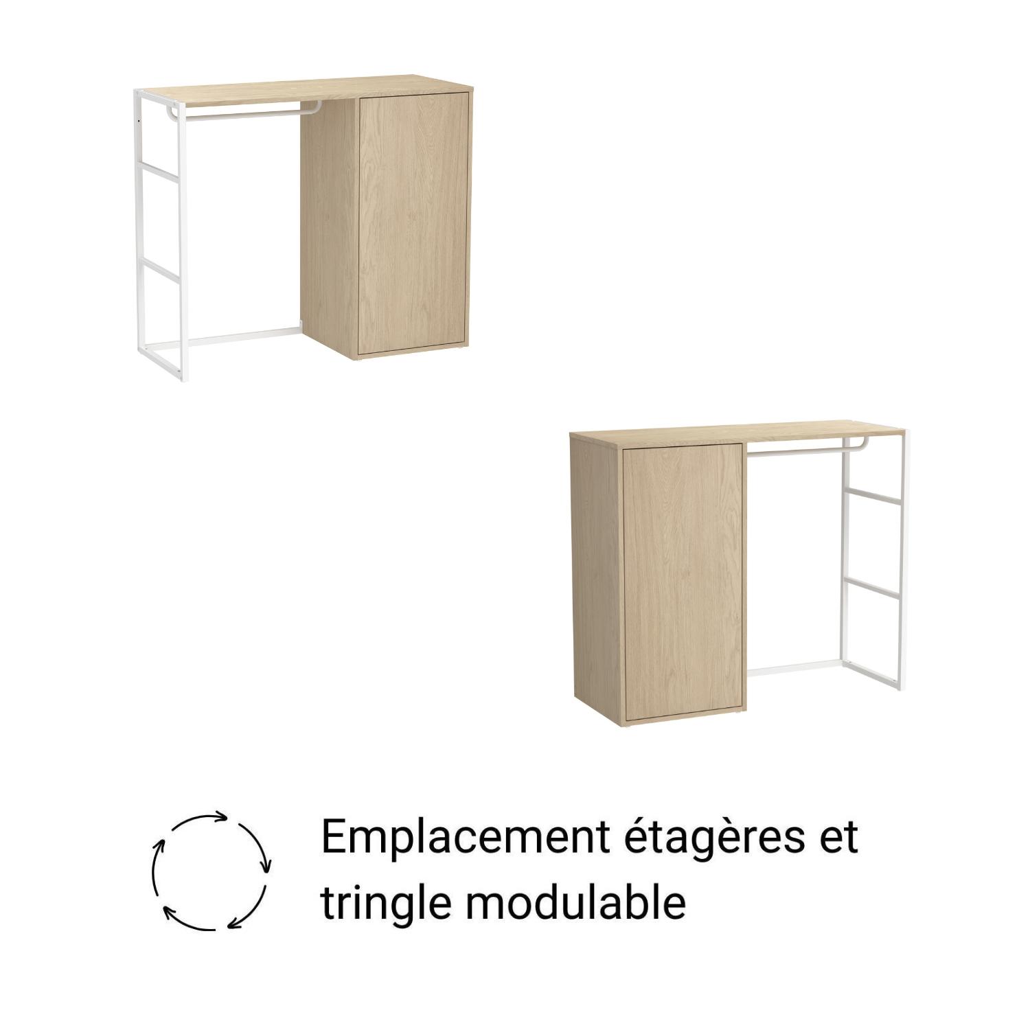 Portant vêtements sous combles penderie et caisson 100x85cm