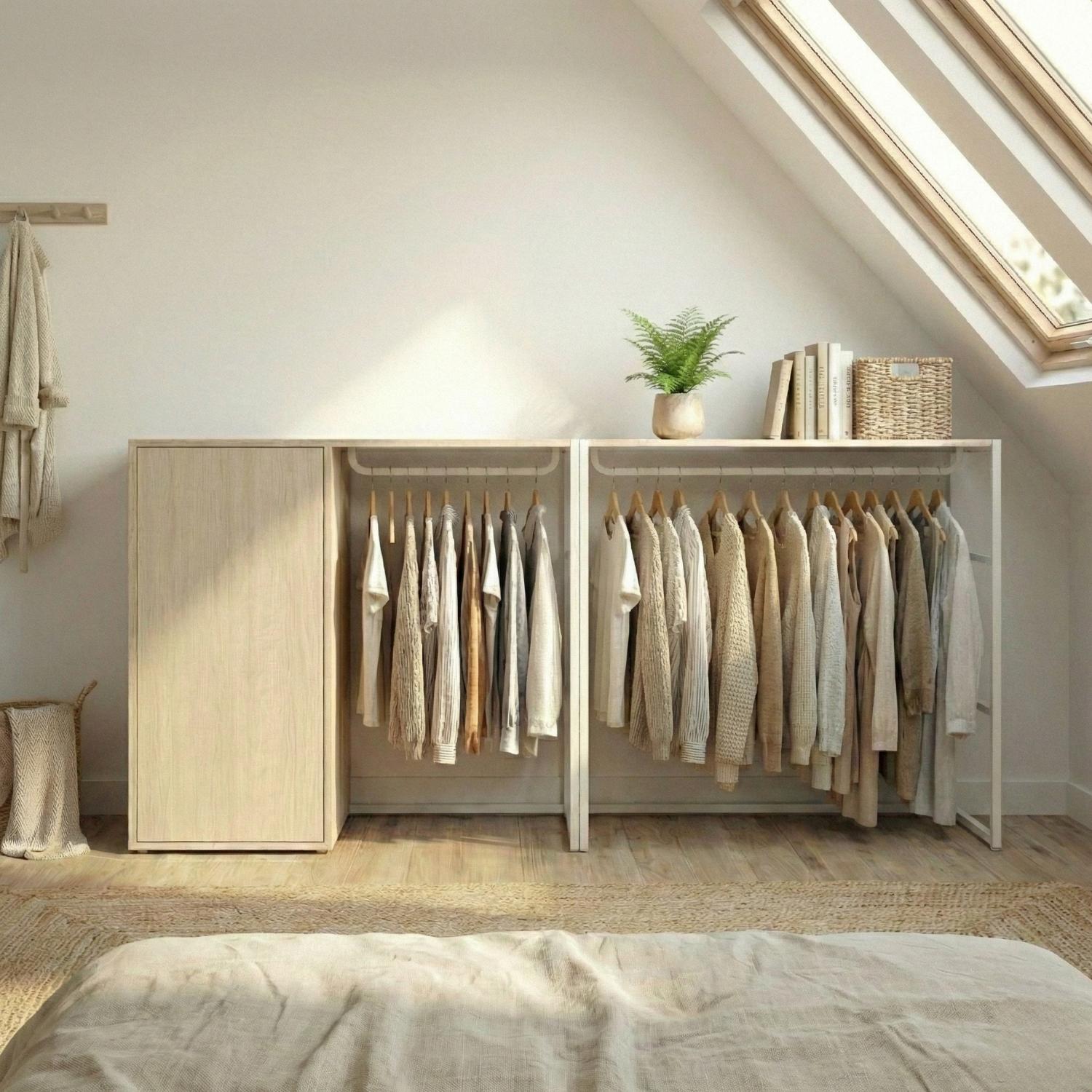 Lot de 2 portants vêtements sous combles modulables 200x85cm