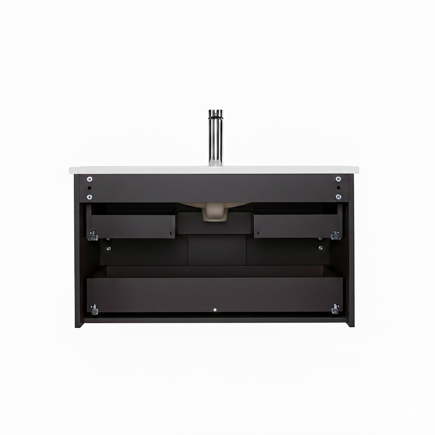 Meuble simple vasque suspendu 80cm - avec plan vasque céramique