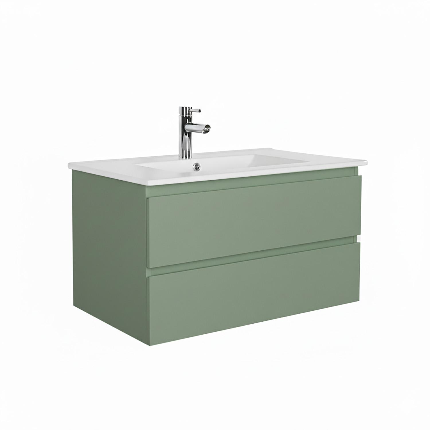 Meuble simple vasque suspendu 80cm - avec plan vasque céramique