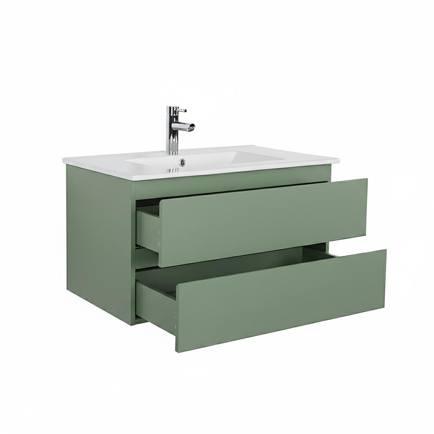 Meuble simple vasque suspendu 80cm - avec plan vasque céramique
