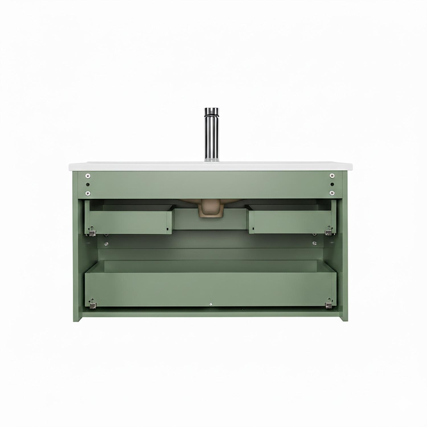 Meuble simple vasque suspendu 80cm - avec plan vasque céramique