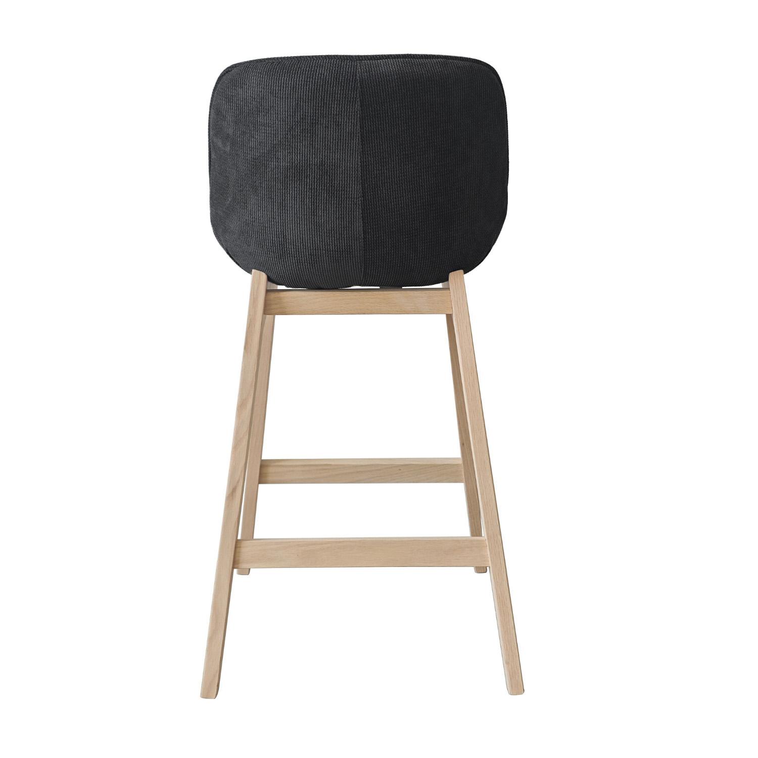 Lot de chaises d'îlot et bar en chêne et assise tissu velours côtelé H65cm