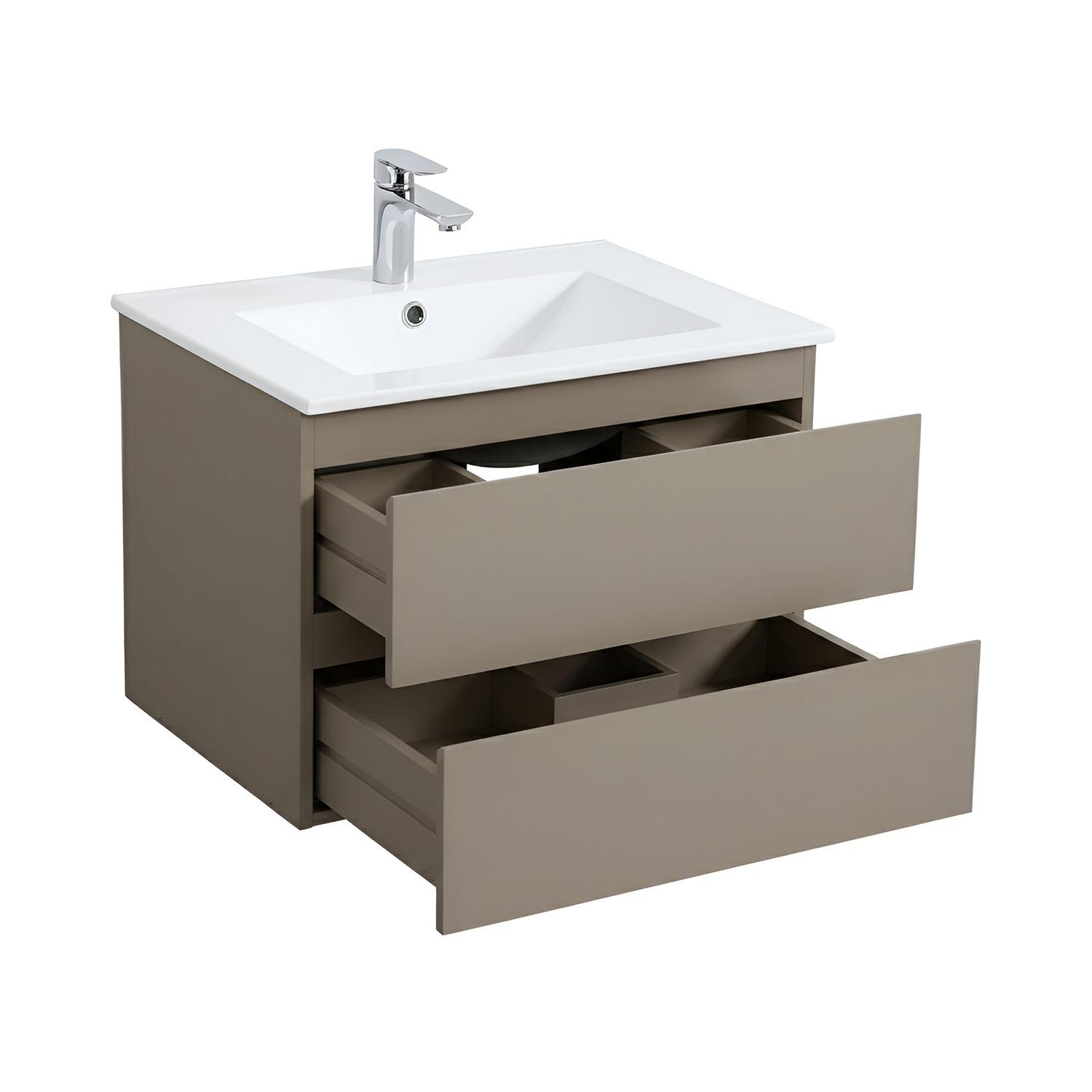 Meuble simple vasque suspendu 60cm - avec plan vasque céramique
