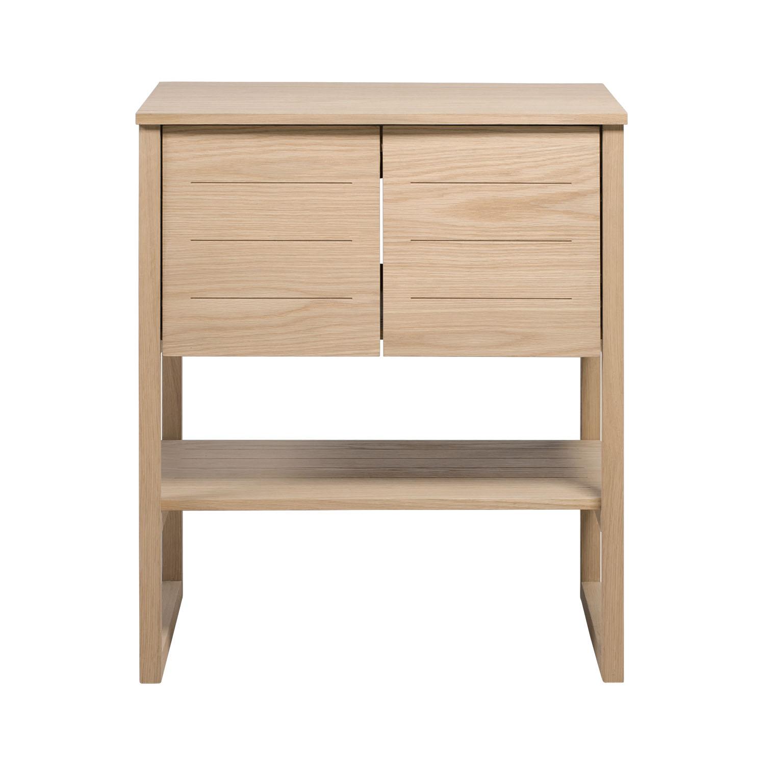 Ensemble salle de bain 70cm chêne naturel avec vasque carrée, robinet et miroir ATOLL