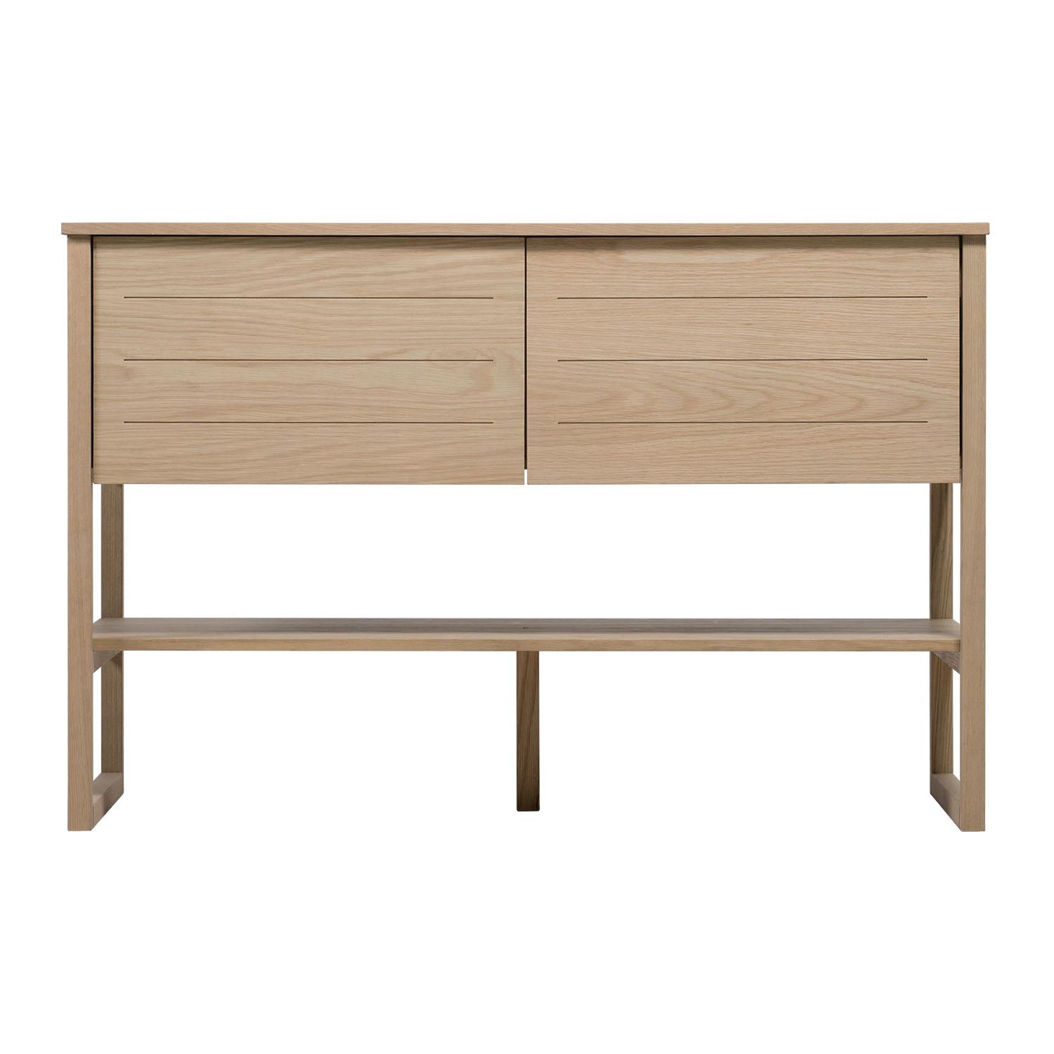 Ensemble meuble double vasque 120cm chêne naturel avec vasques rondes blanches ATOLL