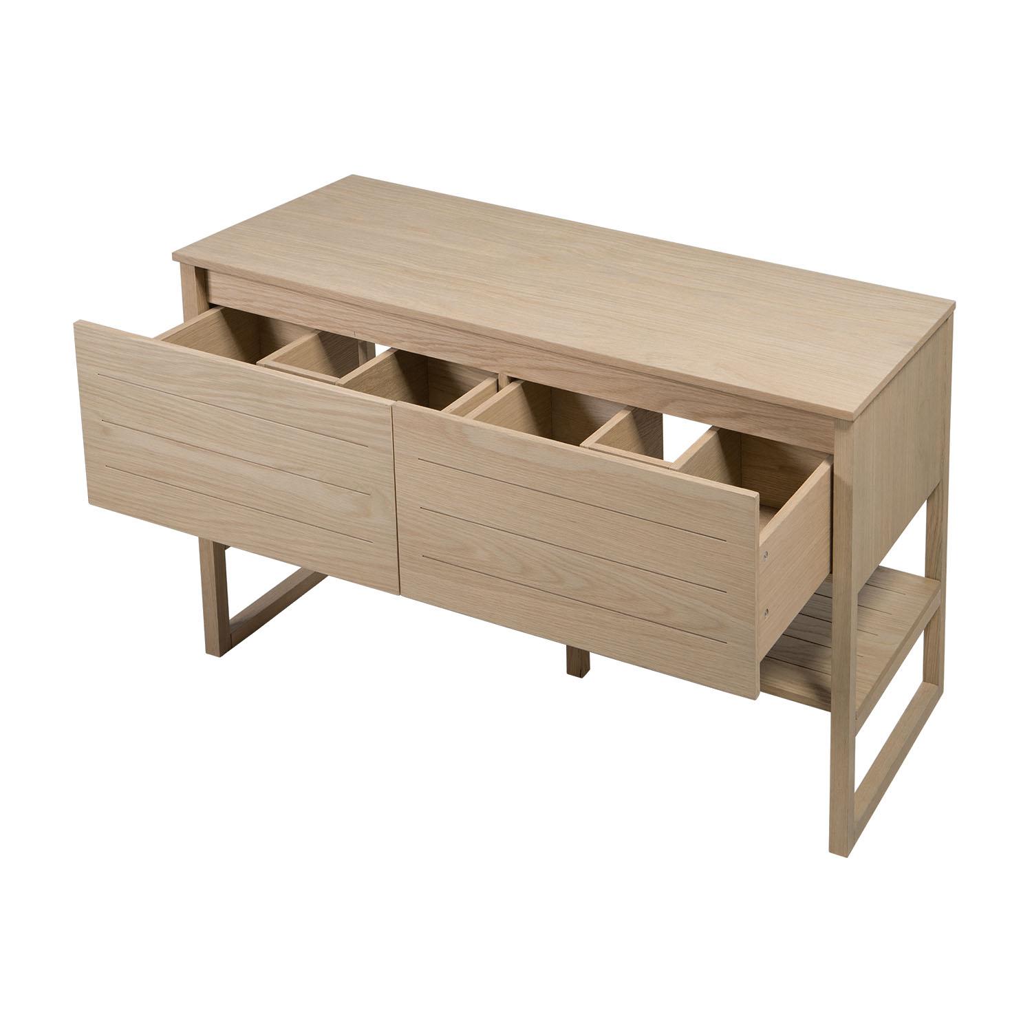 Ensemble salle de bain 120cm double vasque chêne naturel avec colonne, vasques rondes blanches, miroirs et robinets ATOLL