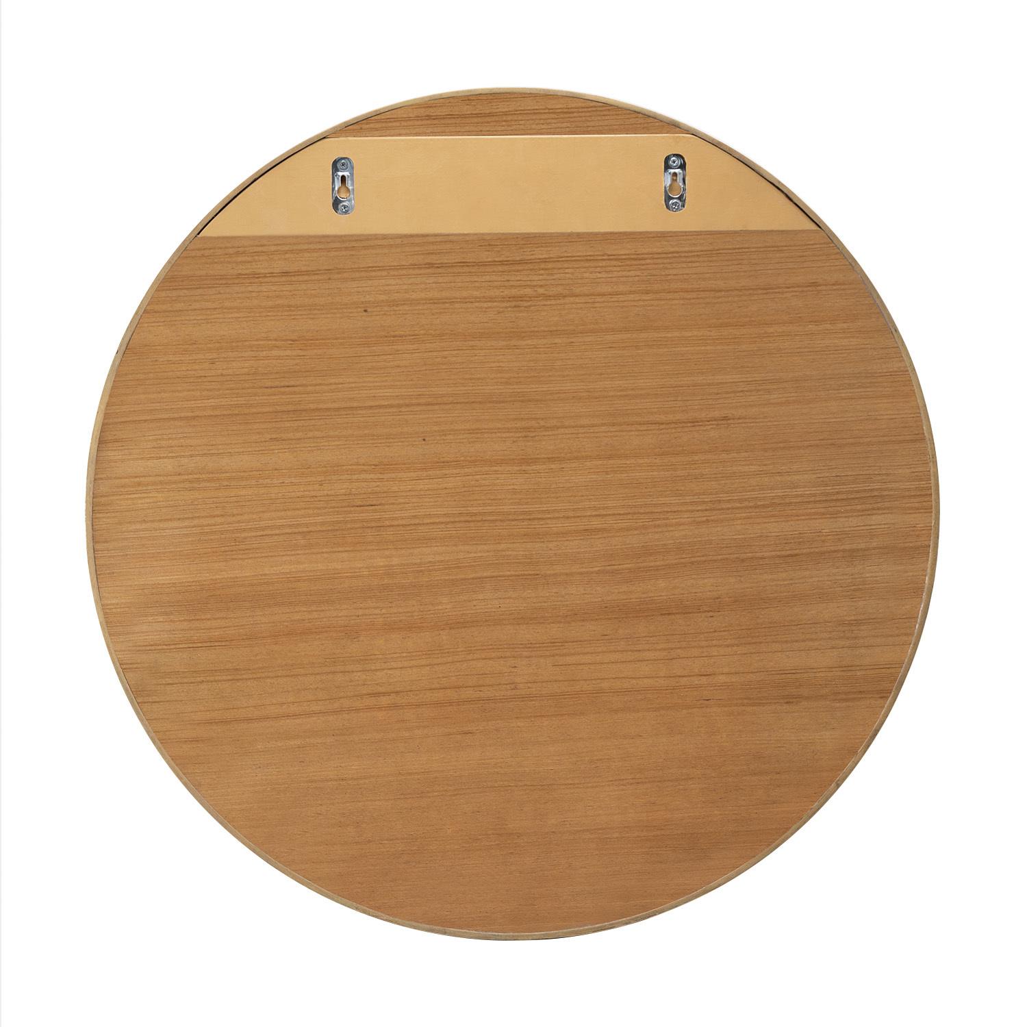 Ensemble complet salle de bain 70cm chêne naturel avec vasque ronde noire, robinet et miroir ATOLL