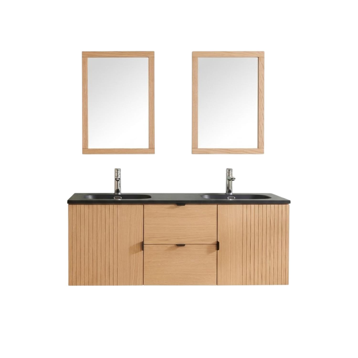 MEUBLE AVEC VASQUE STUDIO+ ROBINET + MIROIR CARRÉ