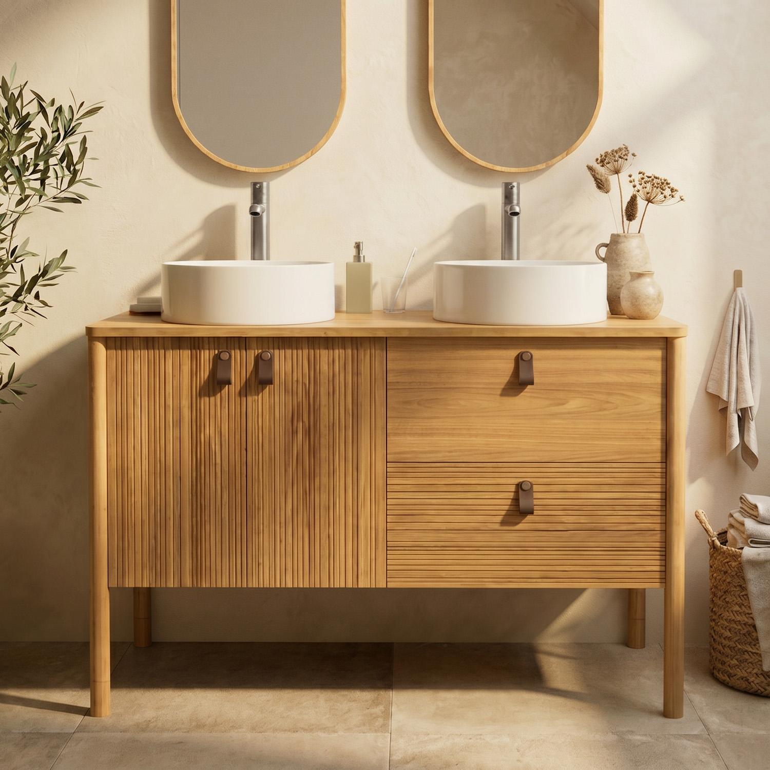 Ensemble meuble double vasque 120 cm + vasques DIEGO + robinets TAP
