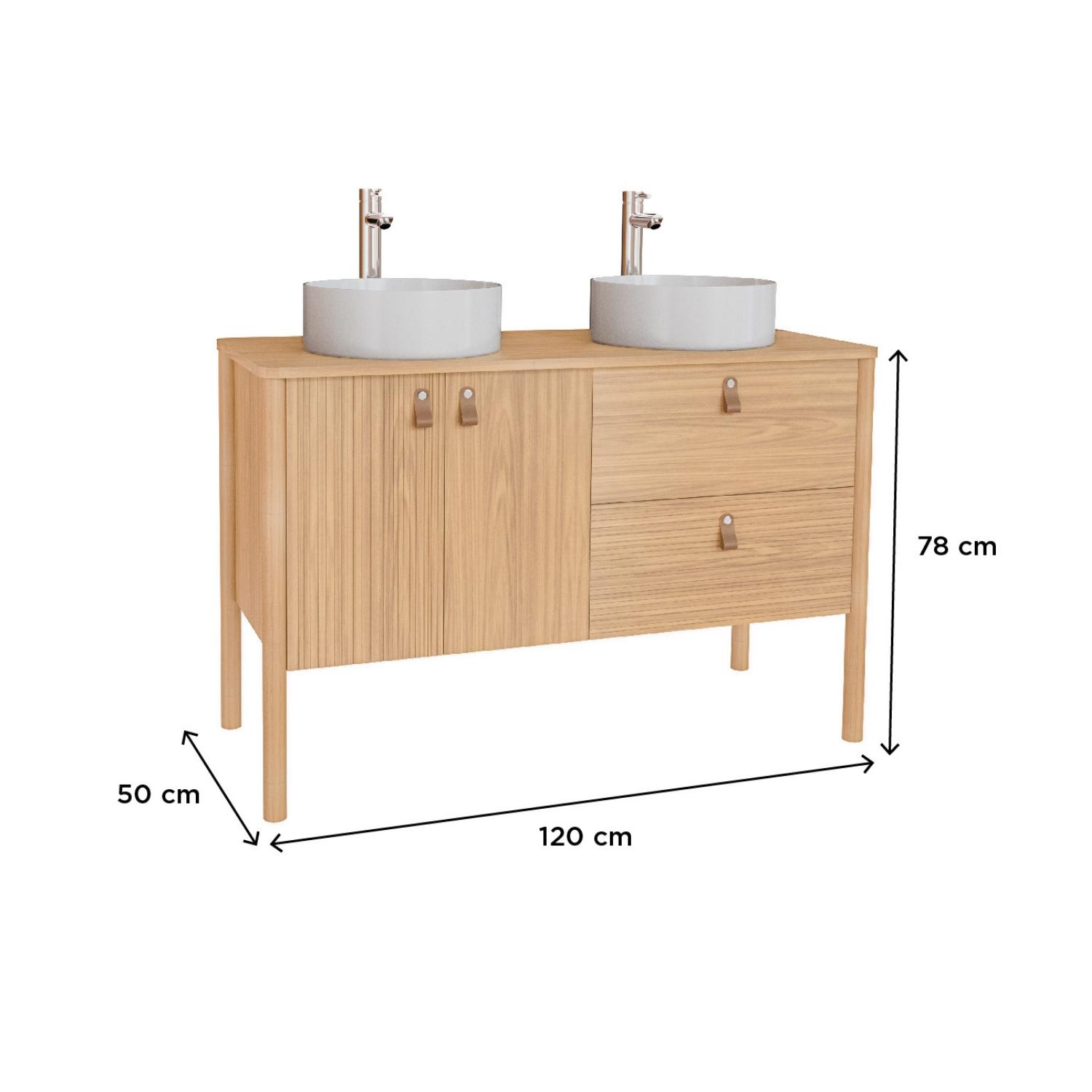 Ensemble meuble double vasque 120 cm + vasques DIEGO + robinets TAP