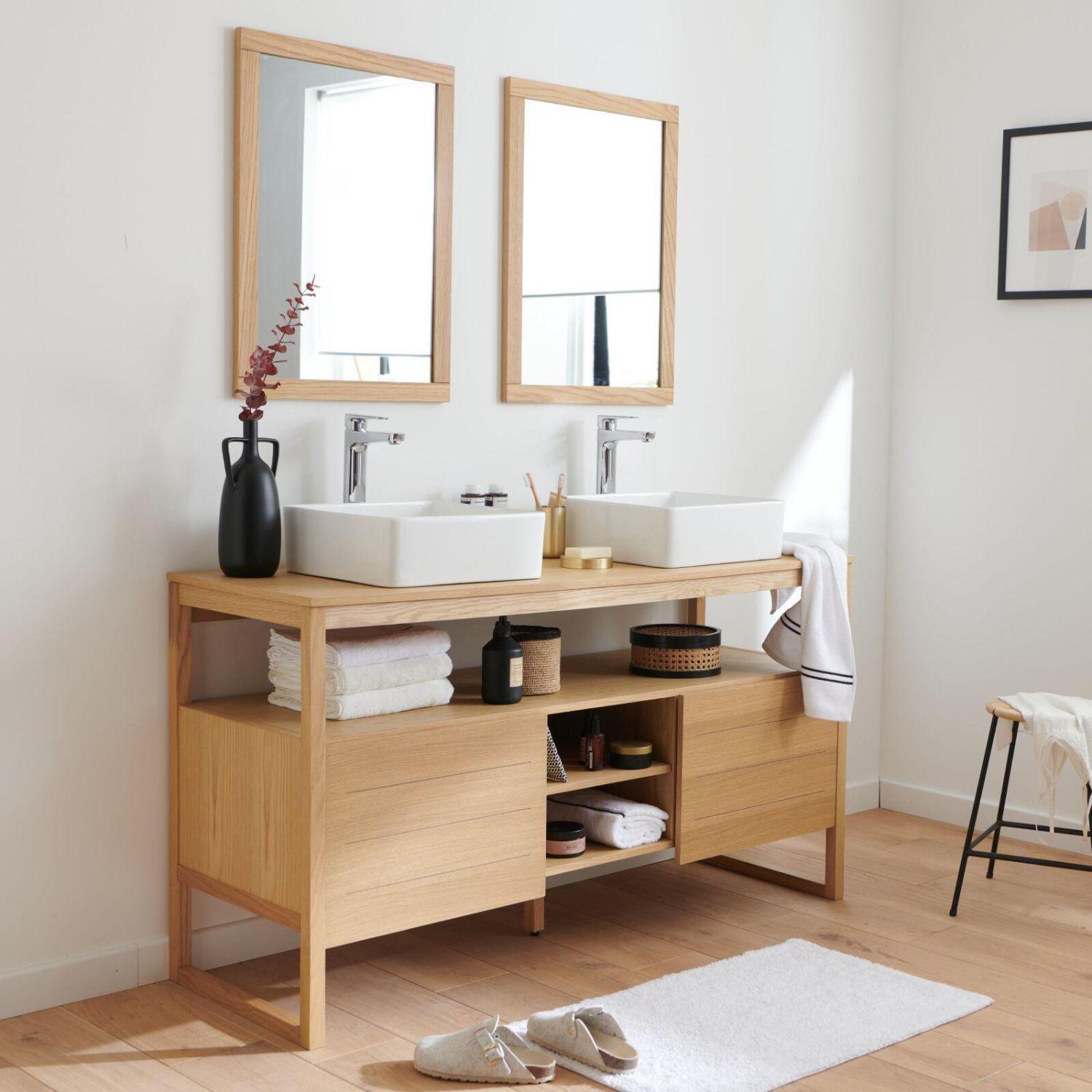 Ensemble meuble double vasque 140 cm avec vasques et robinets