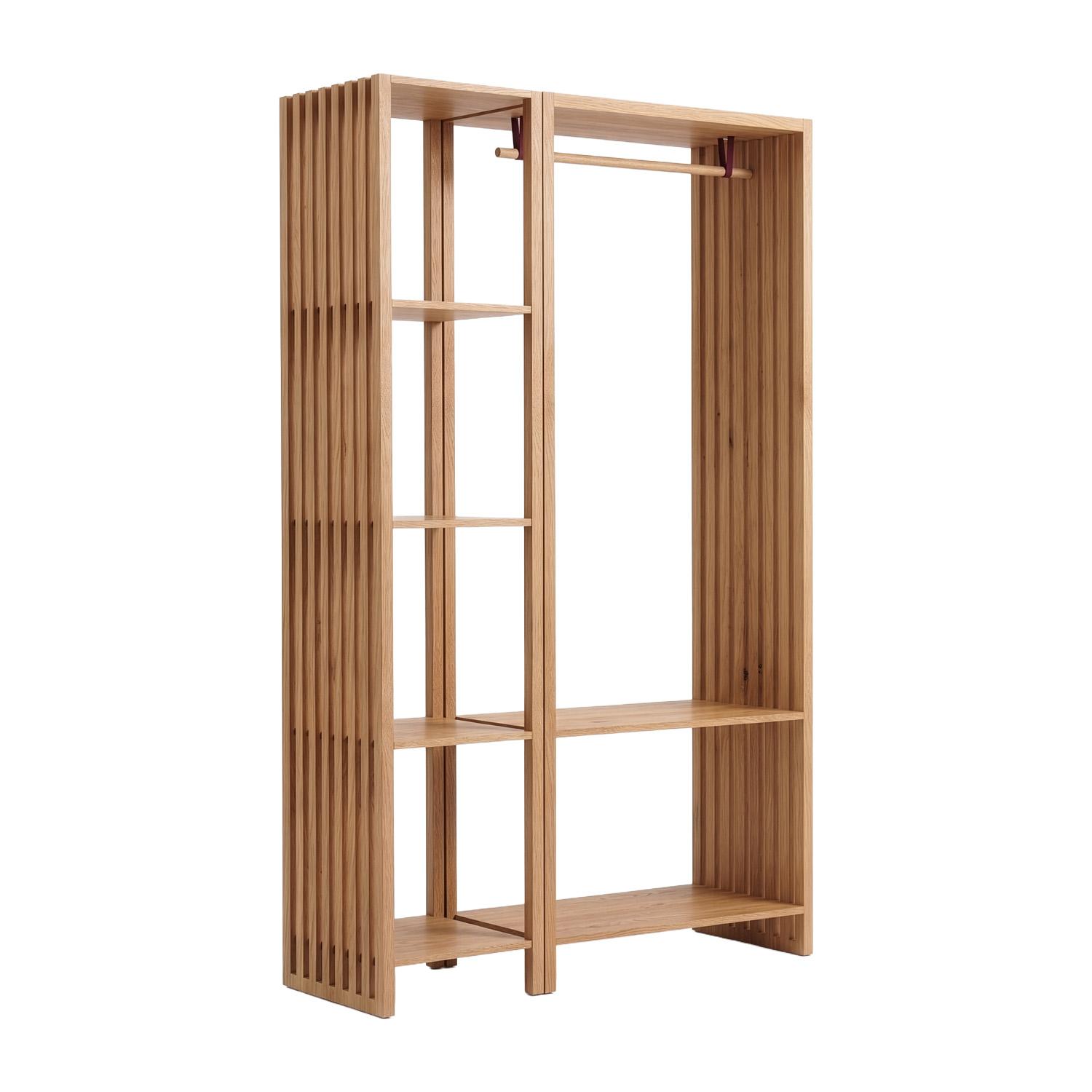 Lot de 2 portants vêtements en bois effet tasseaux de bois 130x190cm - étagères et penderie