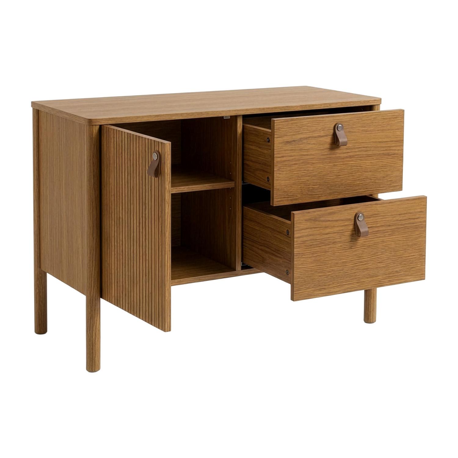 Meuble simple vasque 80 cm sur pieds en placage chêne - pour vasque à poser 