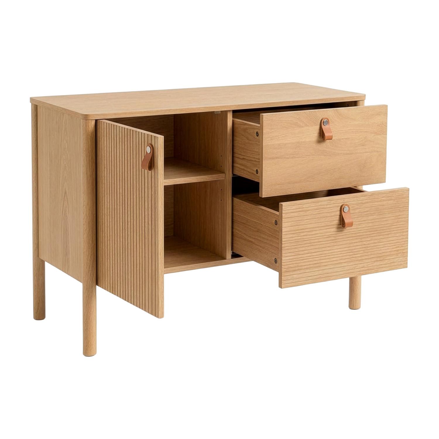 Meuble simple vasque 80 cm sur pieds en placage chêne - pour vasque à poser 