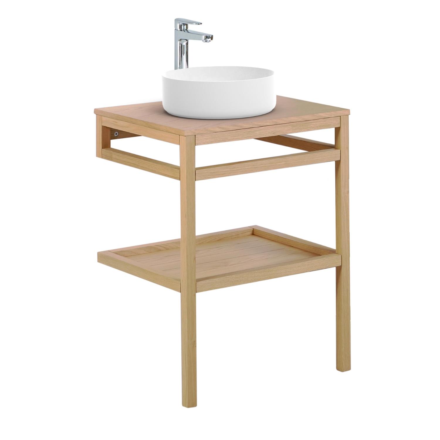 Meuble de salle de bain en chêne avec vasque ronde