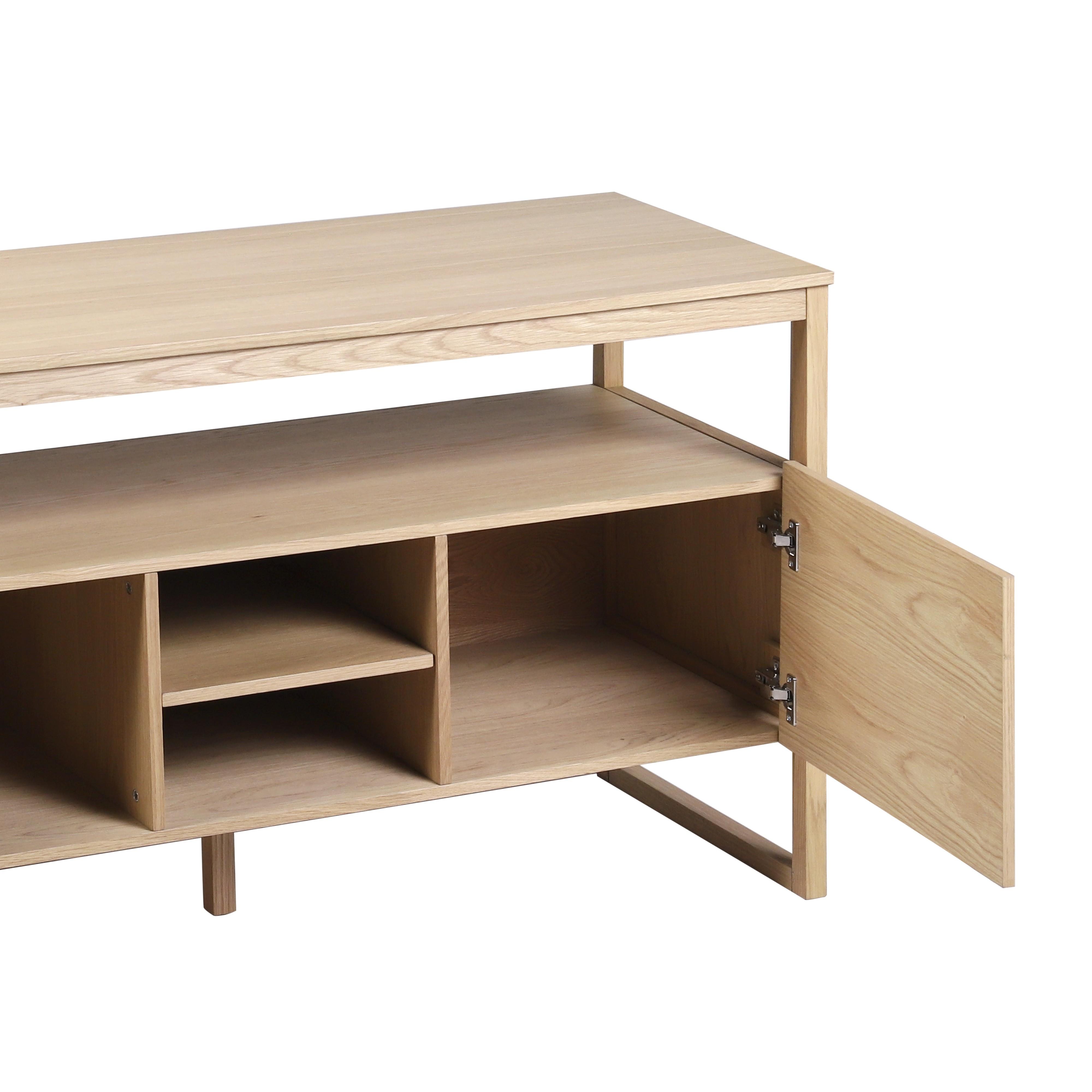 Ensemble double vasque 140cm chêne naturel avec vasques rondes noires, robinets et miroir