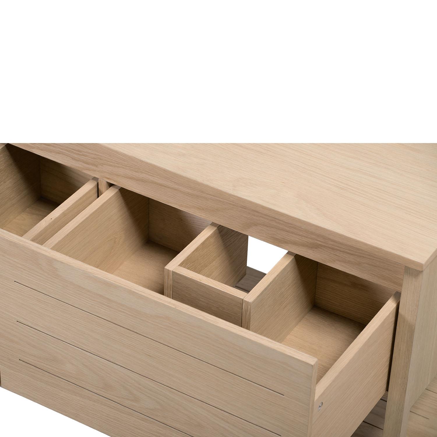 Ensemble meuble double vasque 120cm chêne naturel avec vasques carrées blanches et robinets