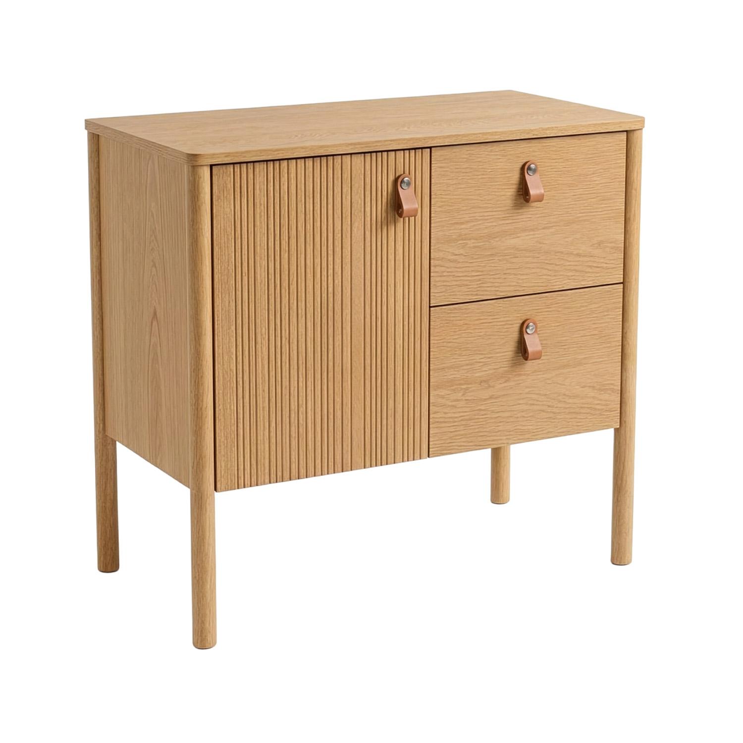 Meuble simple vasque 80 cm sur pieds en placage chêne - pour vasque à poser 