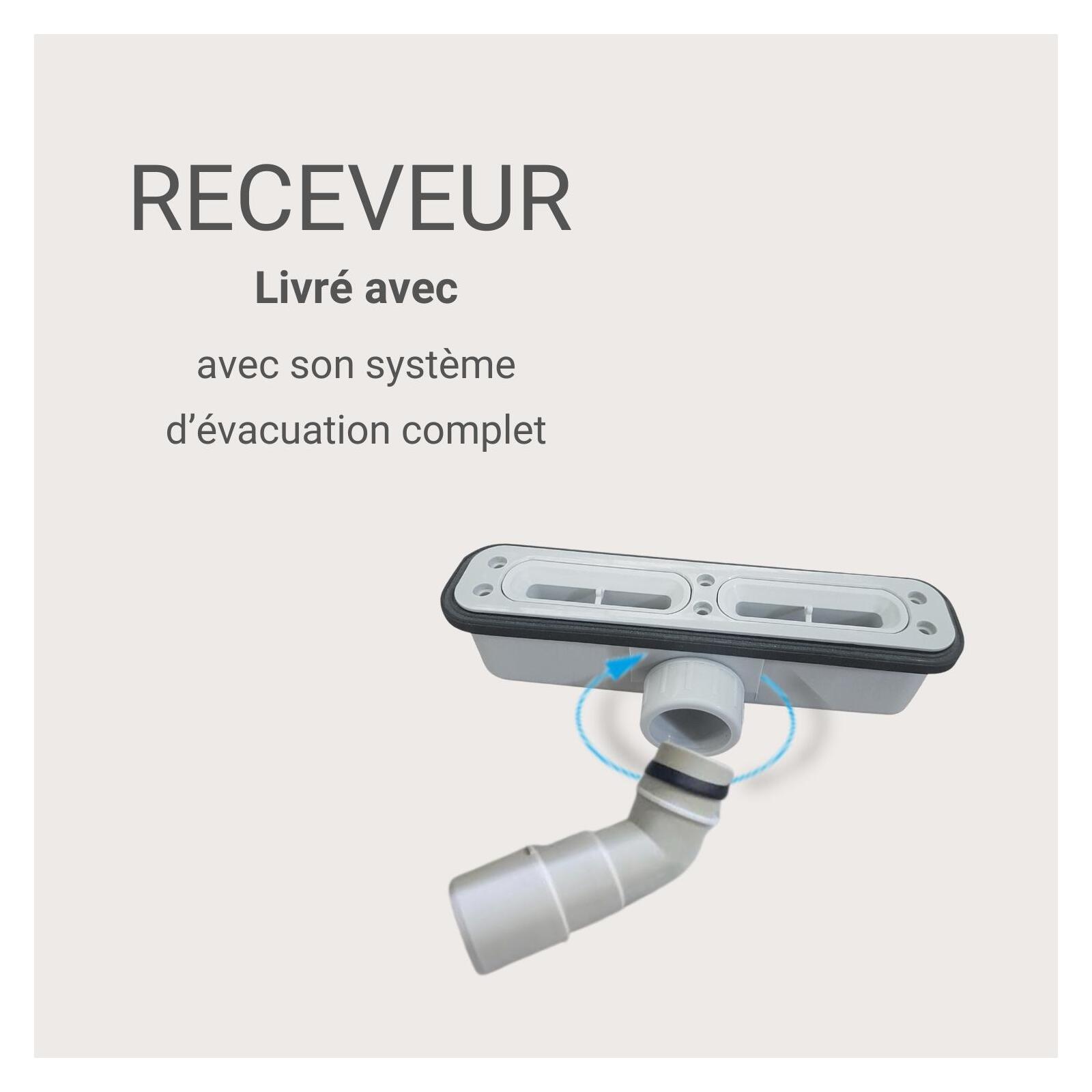 Receveur de douche en résine lisse antidérapant - extra-plat blanc - Bonde incluse
