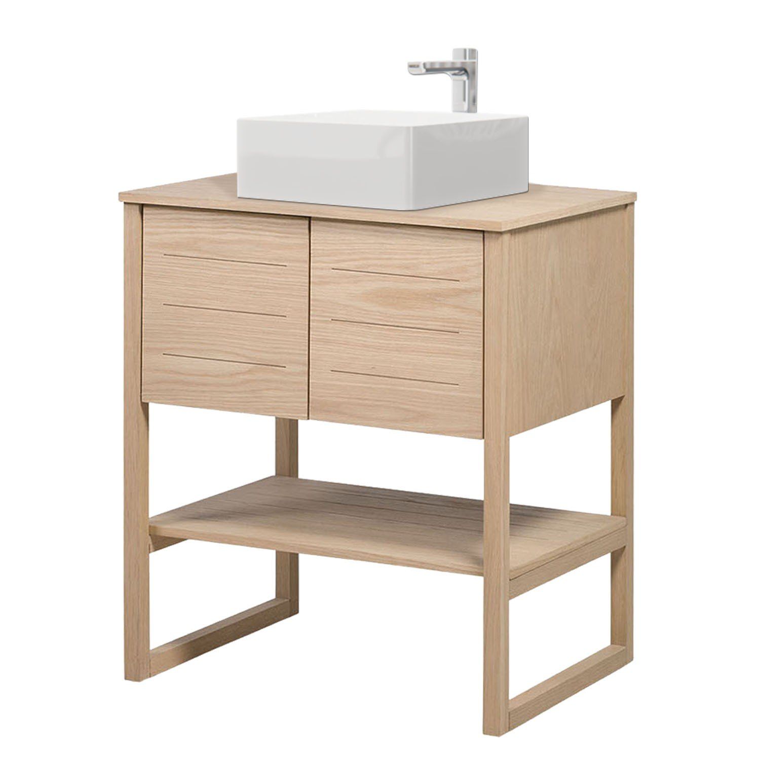 Meuble salle de bain Chêne naturel 70 cm ATOLL