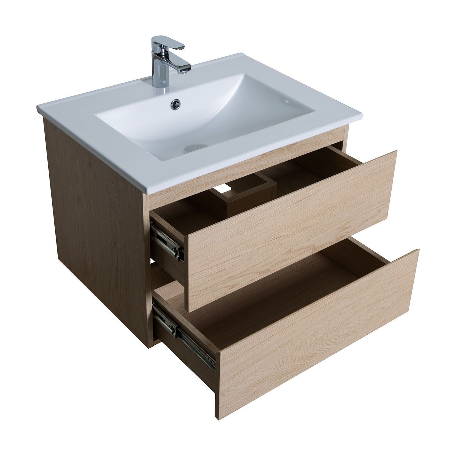 Meuble simple vasque décor chêne 60cm + vasque