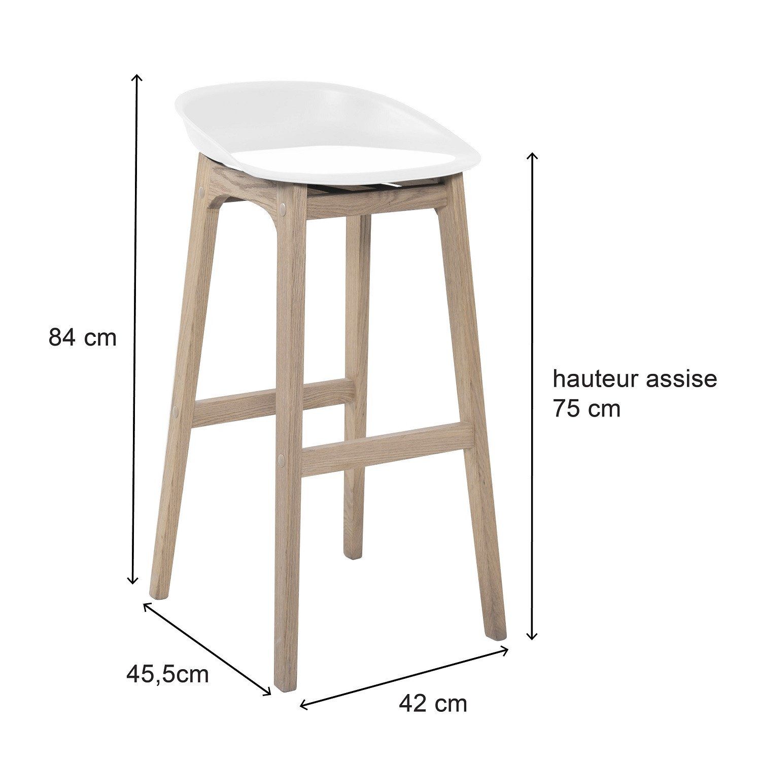 Tabourets de Bar Bois et Blanc 75cm RIVA | Lot de 4