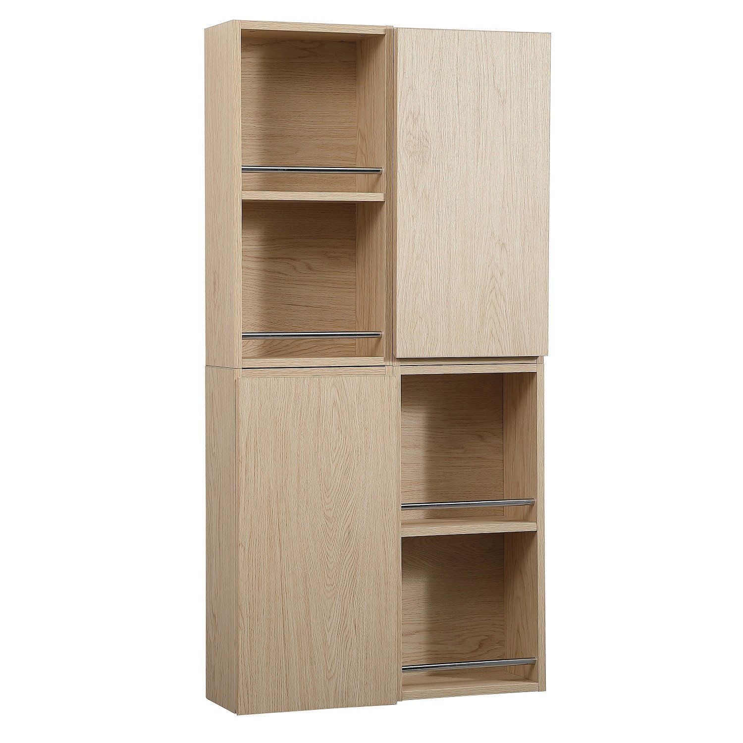 Module de rangement fermé WILL - Meuble haut Salle de Bain 1 porte - Décor Chêne ou Blanc Laqué