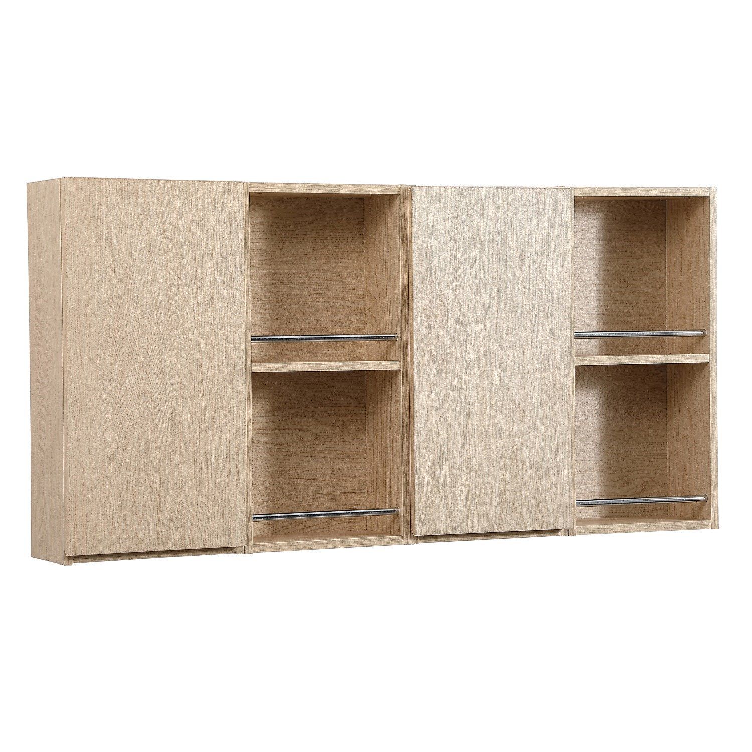 Module de rangement fermé WILL - Meuble haut Salle de Bain 1 porte - Décor Chêne ou Blanc Laqué