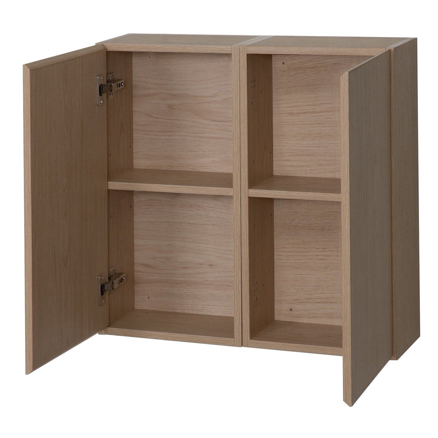 Module de rangement fermé WILL - Meuble haut Salle de Bain 1 porte - Décor Chêne ou Blanc Laqué