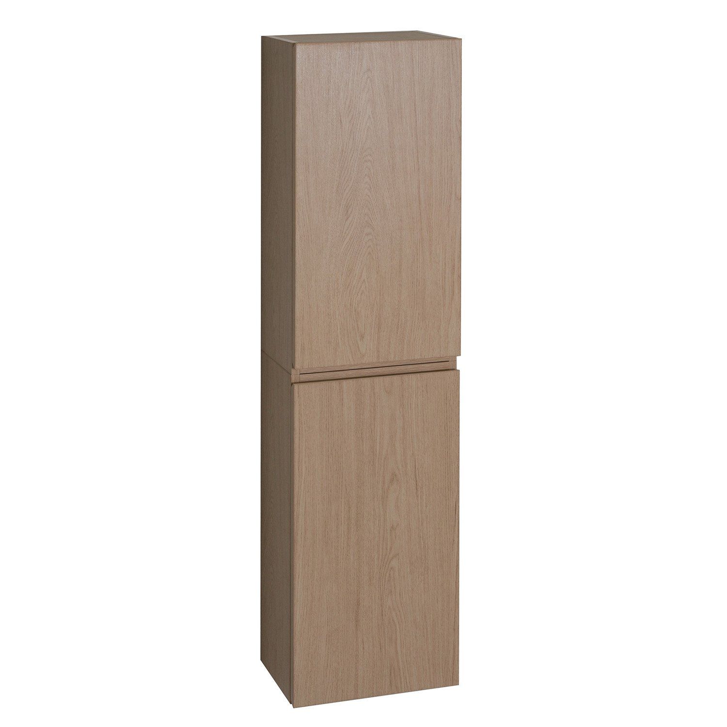 Module de rangement fermé WILL - Meuble haut Salle de Bain 1 porte - Décor Chêne ou Blanc Laqué