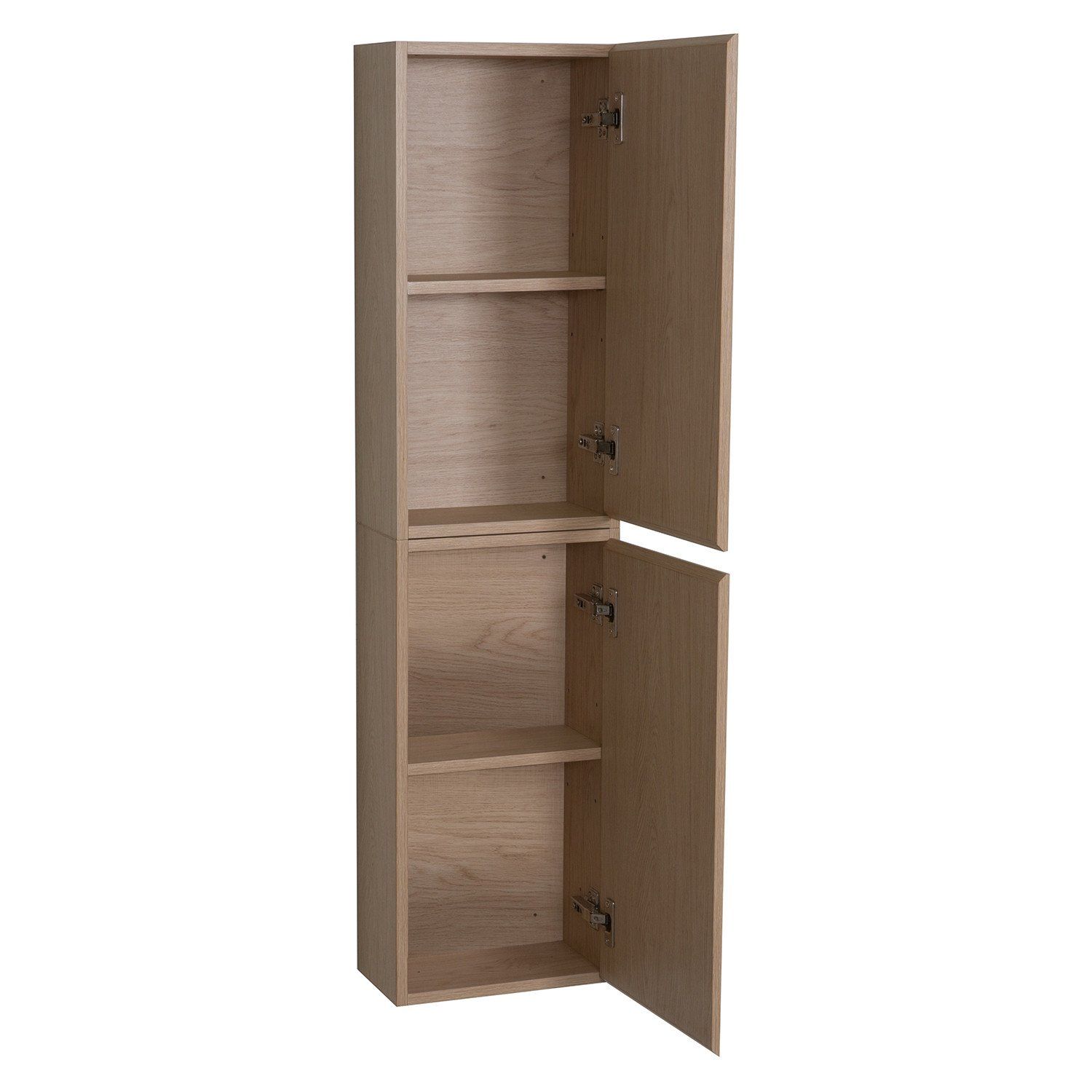 Module de rangement fermé WILL - Meuble haut Salle de Bain 1 porte - Décor Chêne ou Blanc Laqué