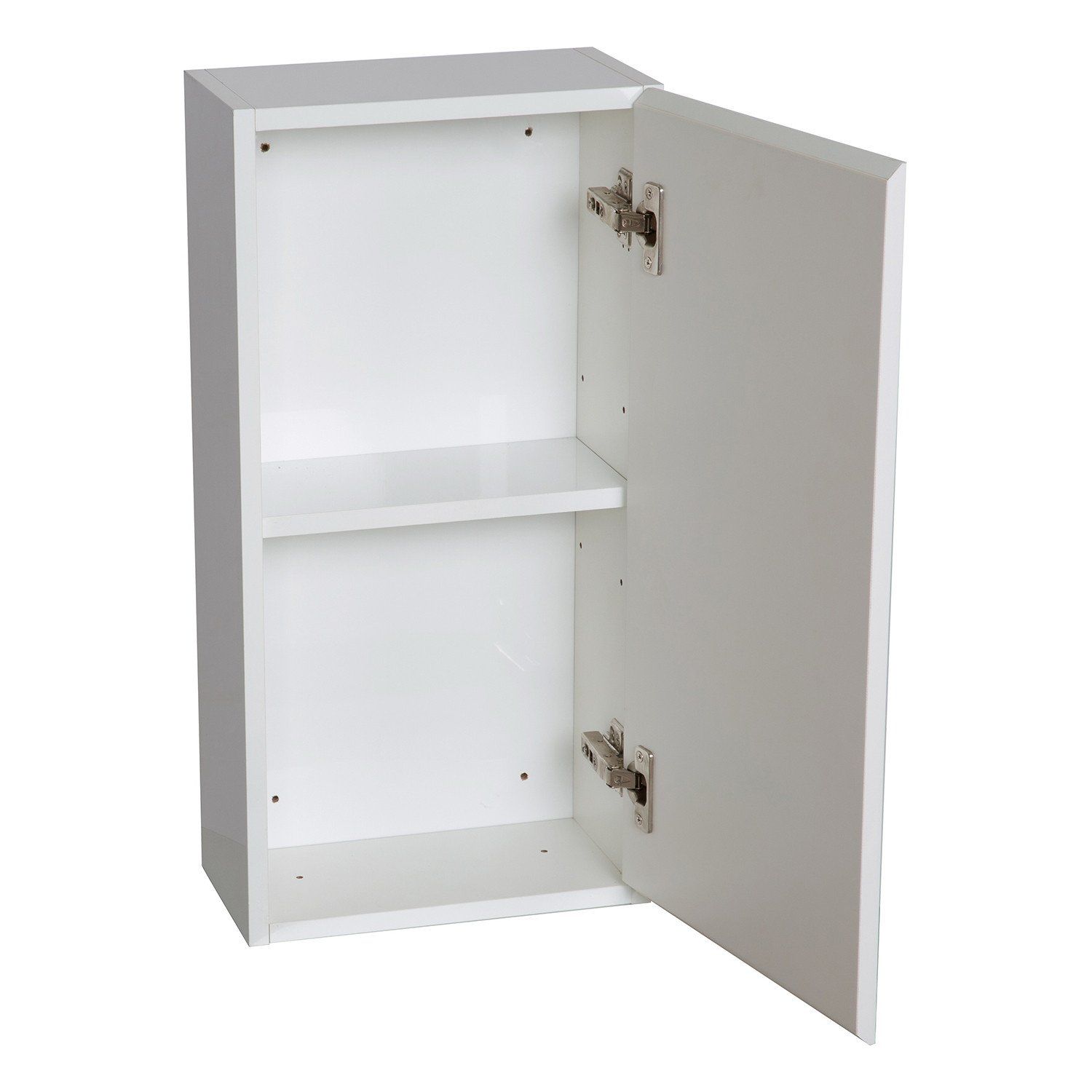 Module de rangement fermé WILL - Meuble haut Salle de Bain 1 porte - Décor Chêne ou Blanc Laqué