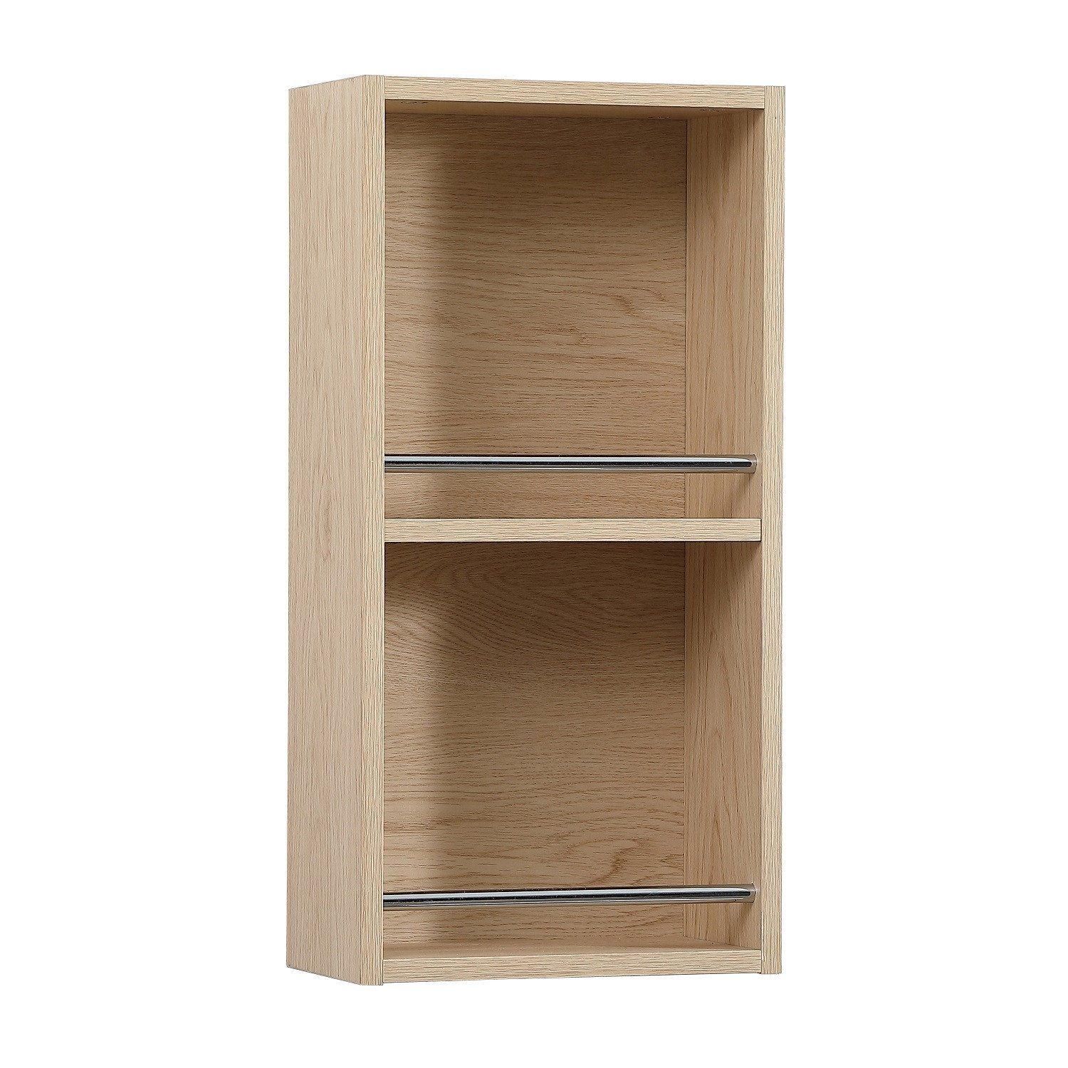 Module de rangement ouvert WILL - Meuble haut Salle de Bain 1 porte - Décor Chêne ou Blanc Laqué