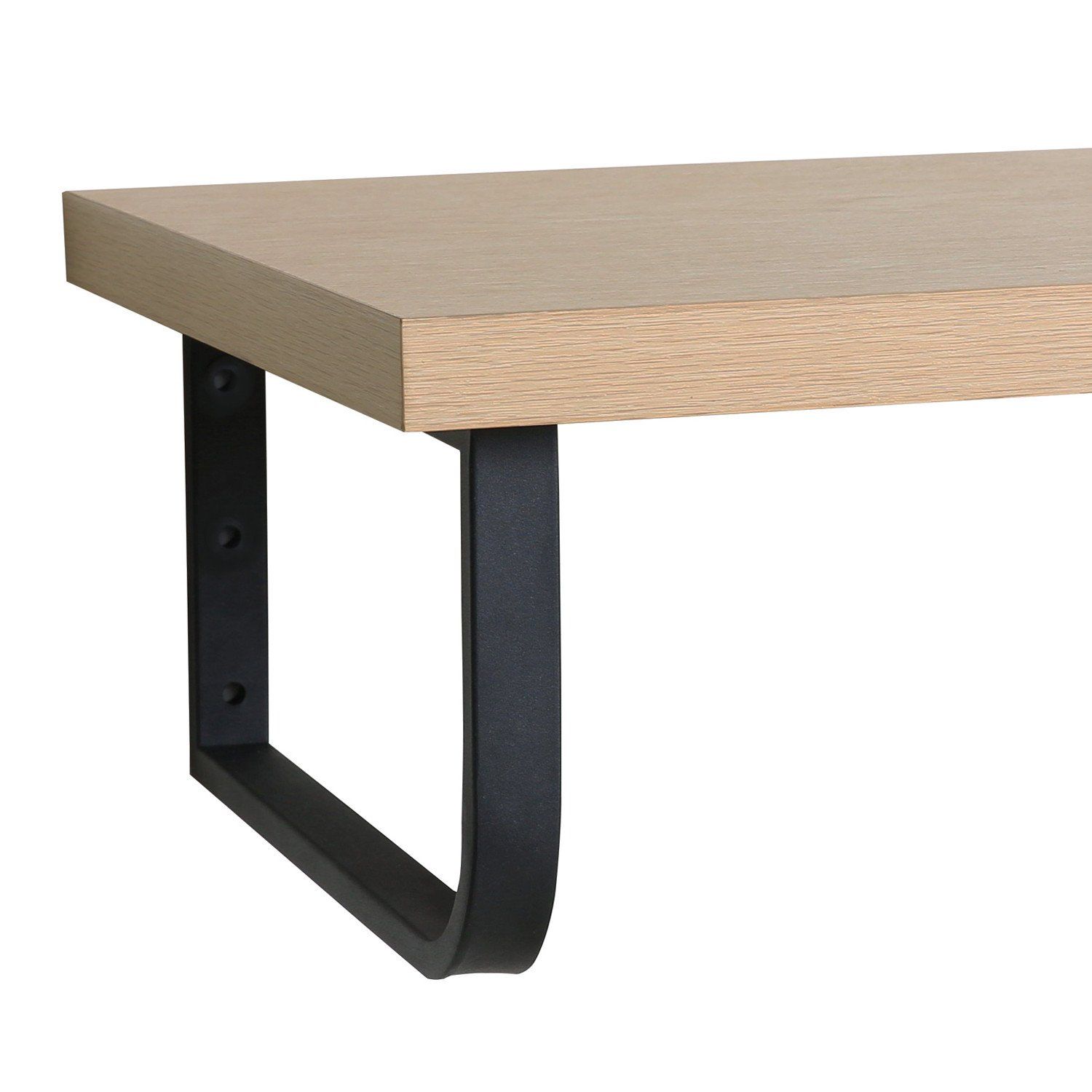 Plan de toilette suspendu pour vasque WILL - 60 cm + Equerres Métal Noir Mat